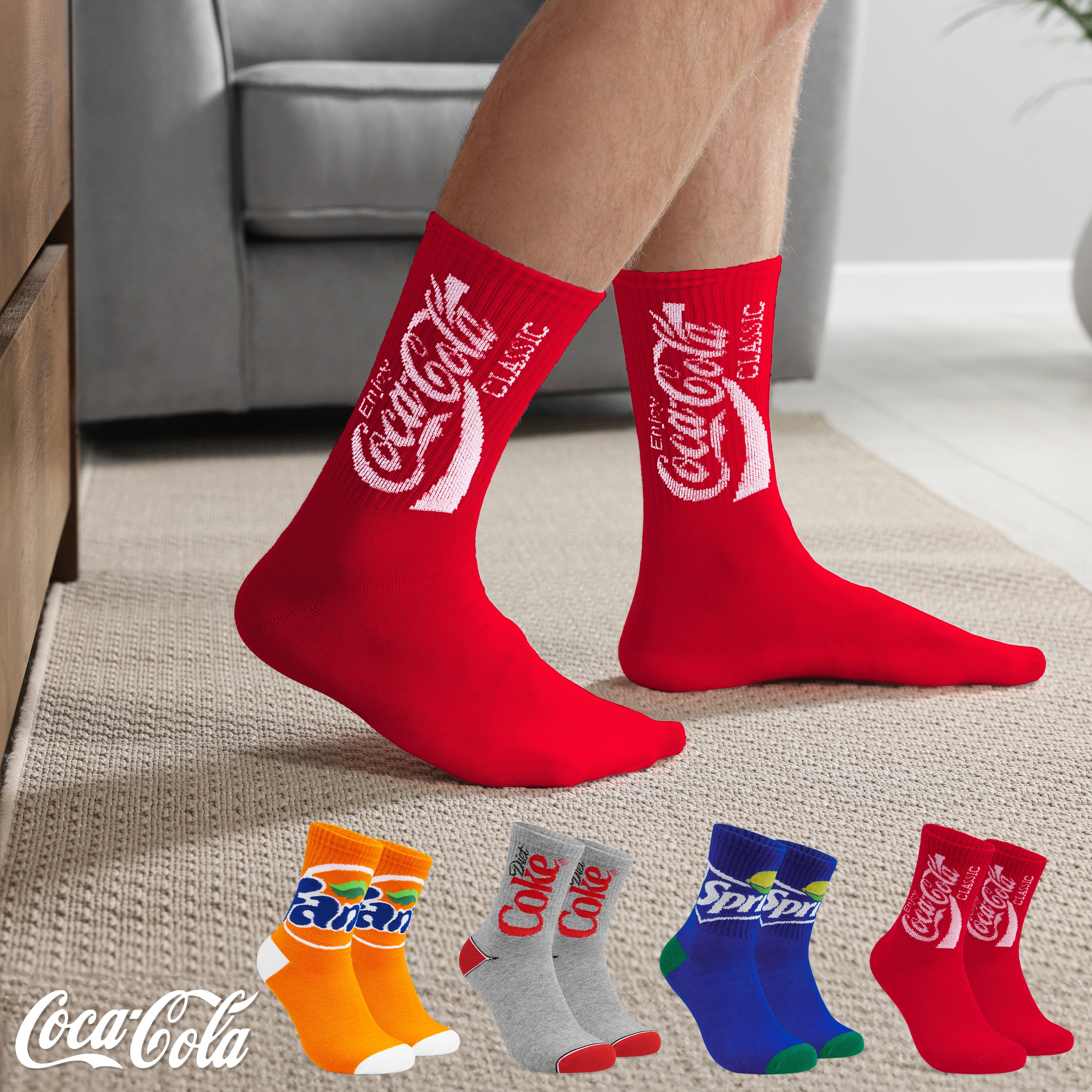 Coca-Cola Novelty Socks for Adults and Teenagers - Soft, Comfy Calf Length Socks Multipack, Funny Socks - Christmas Gifts - Get Trend
