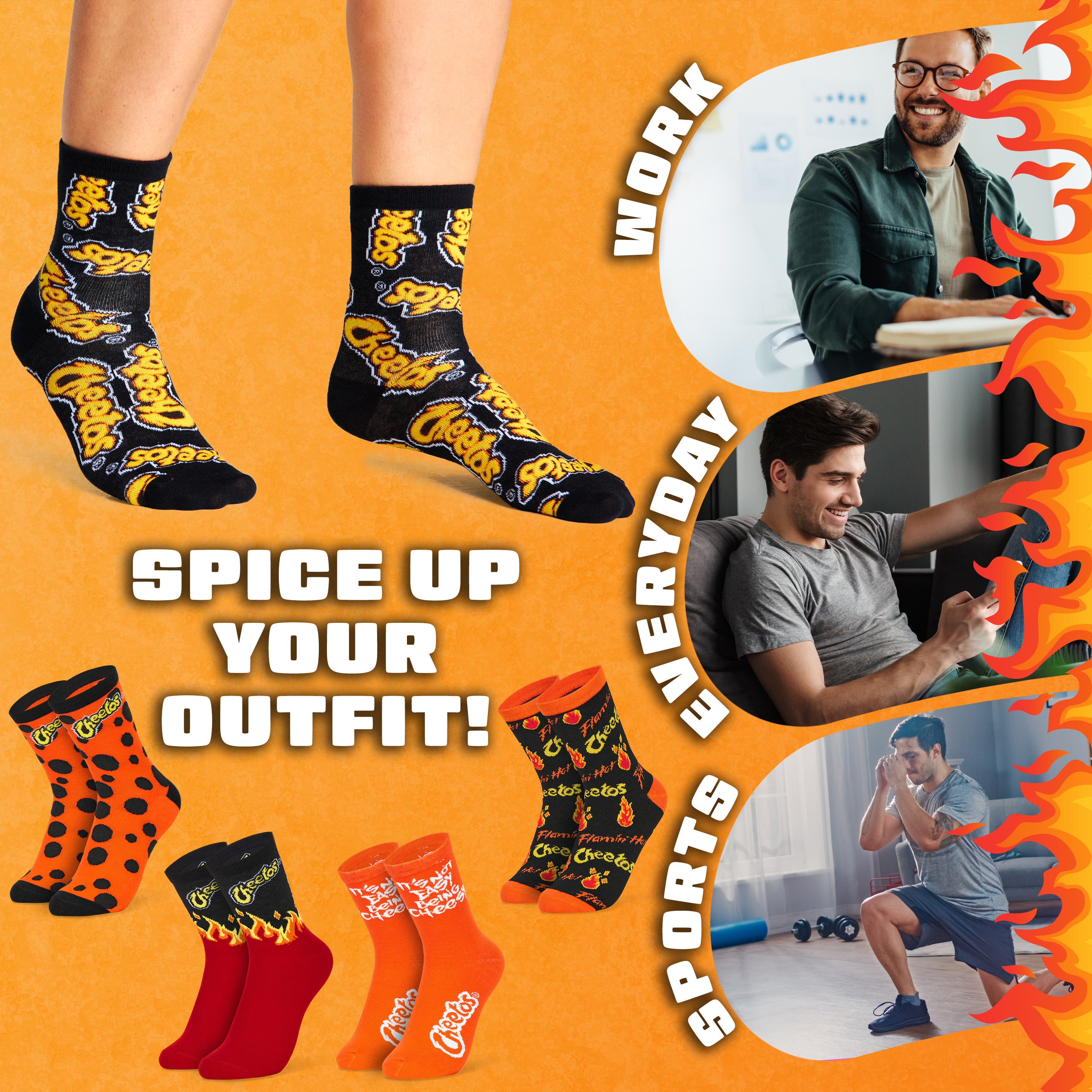 Cheetos Womens Novelty Socks, Calf Length Breathable Funny Socks - Womens Gifts - Get Trend
