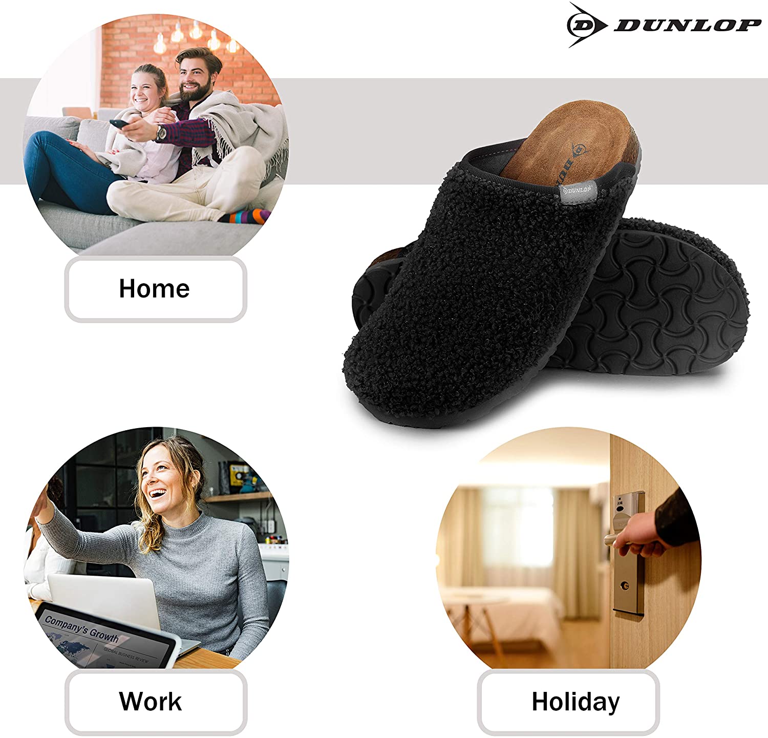 DUNLOP Slippers Warm Fuzzy Slip On Clog Slippers Comfy Mule House Shoes - Womens - Get Trend