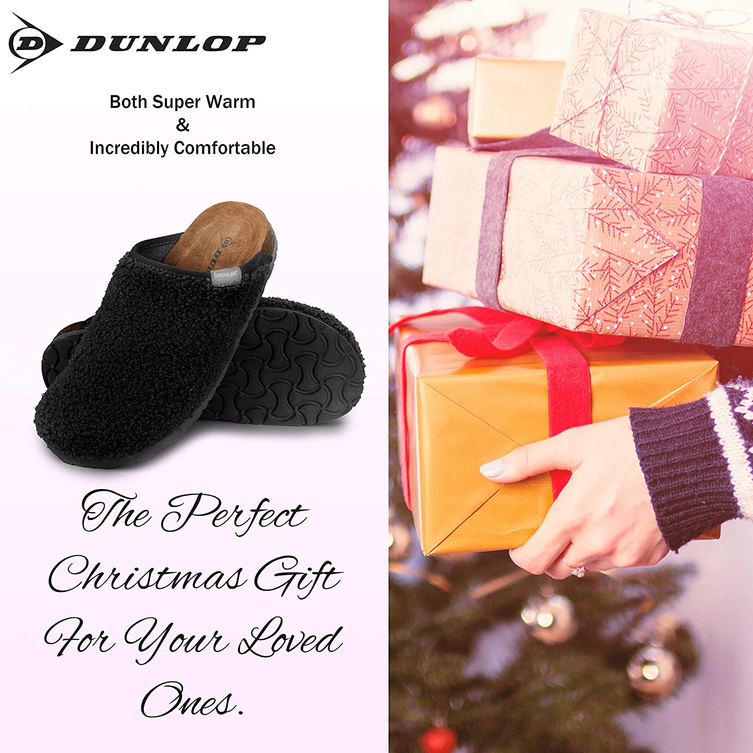 DUNLOP Slippers Warm Fuzzy Slip On Clog Slippers Comfy Mule House Shoes - Womens - Get Trend