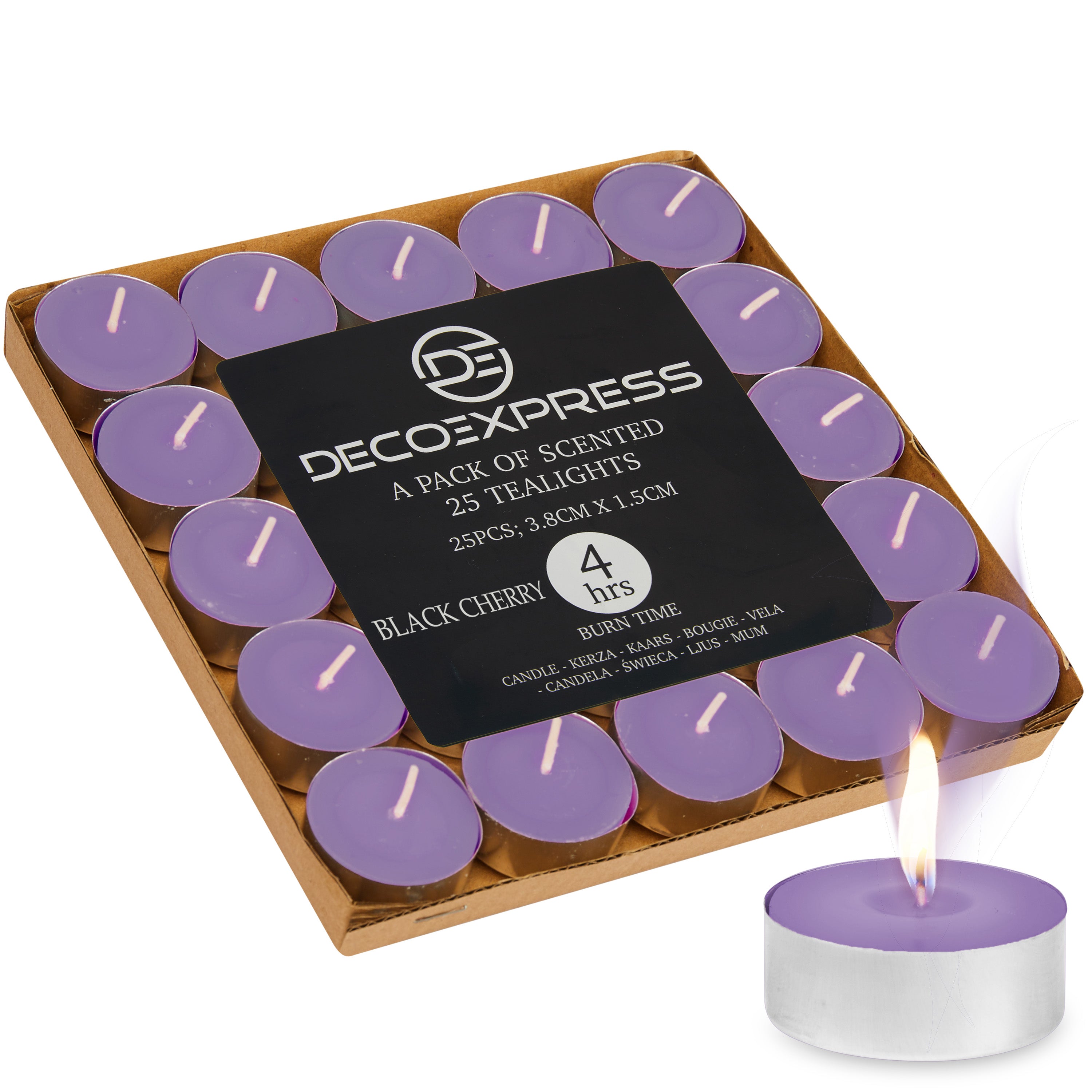 DECO EXPRESS Tealight Candles Multipack of 200, 100, 50, 25 or 24, Burning Time 4, 8 or 10 Hours - Tea Lights Candles - Get Trend