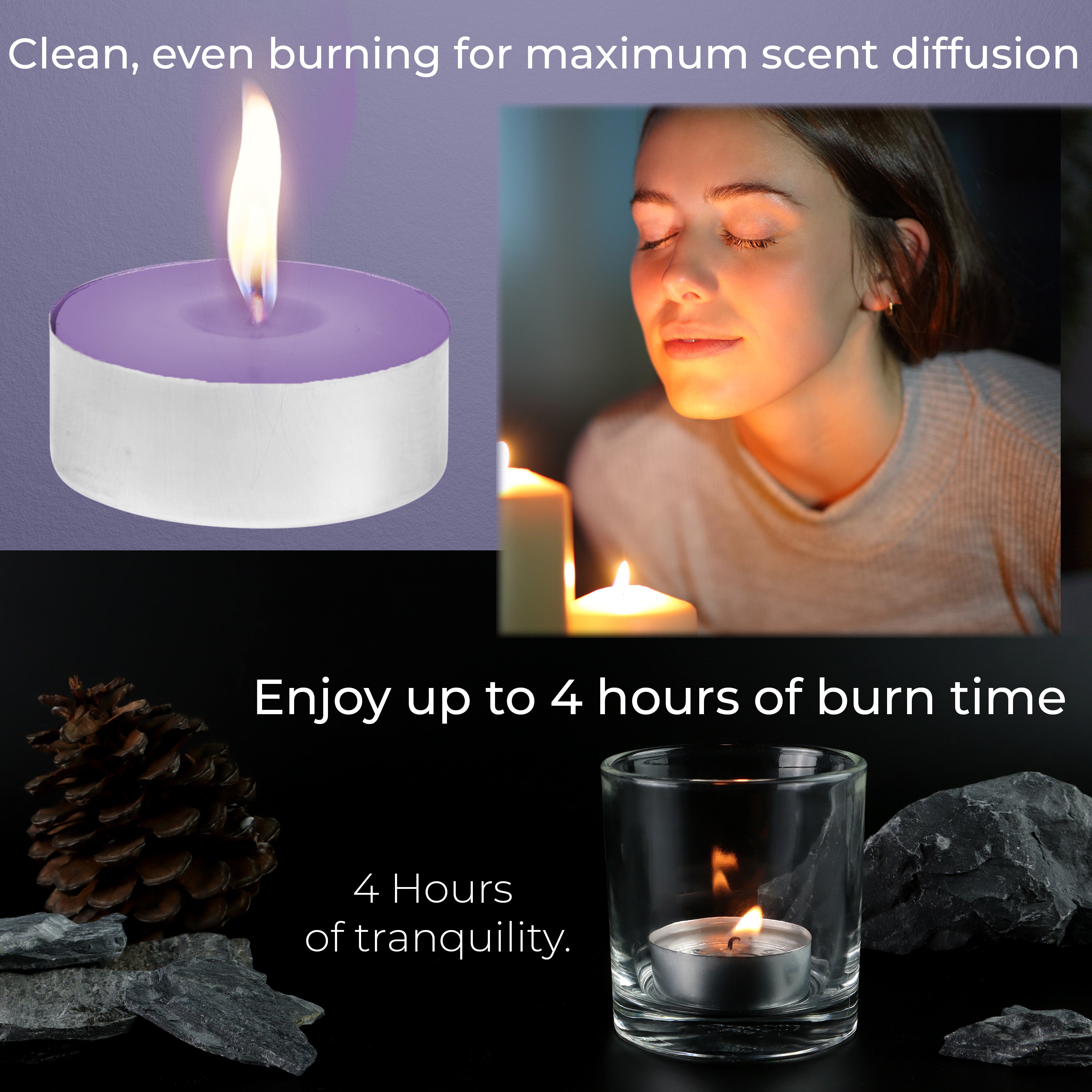 DECO EXPRESS Tealight Candles Multipack of 200, 100, 50, 25 or 24, Burning Time 4, 8 or 10 Hours - Tea Lights Candles - Get Trend