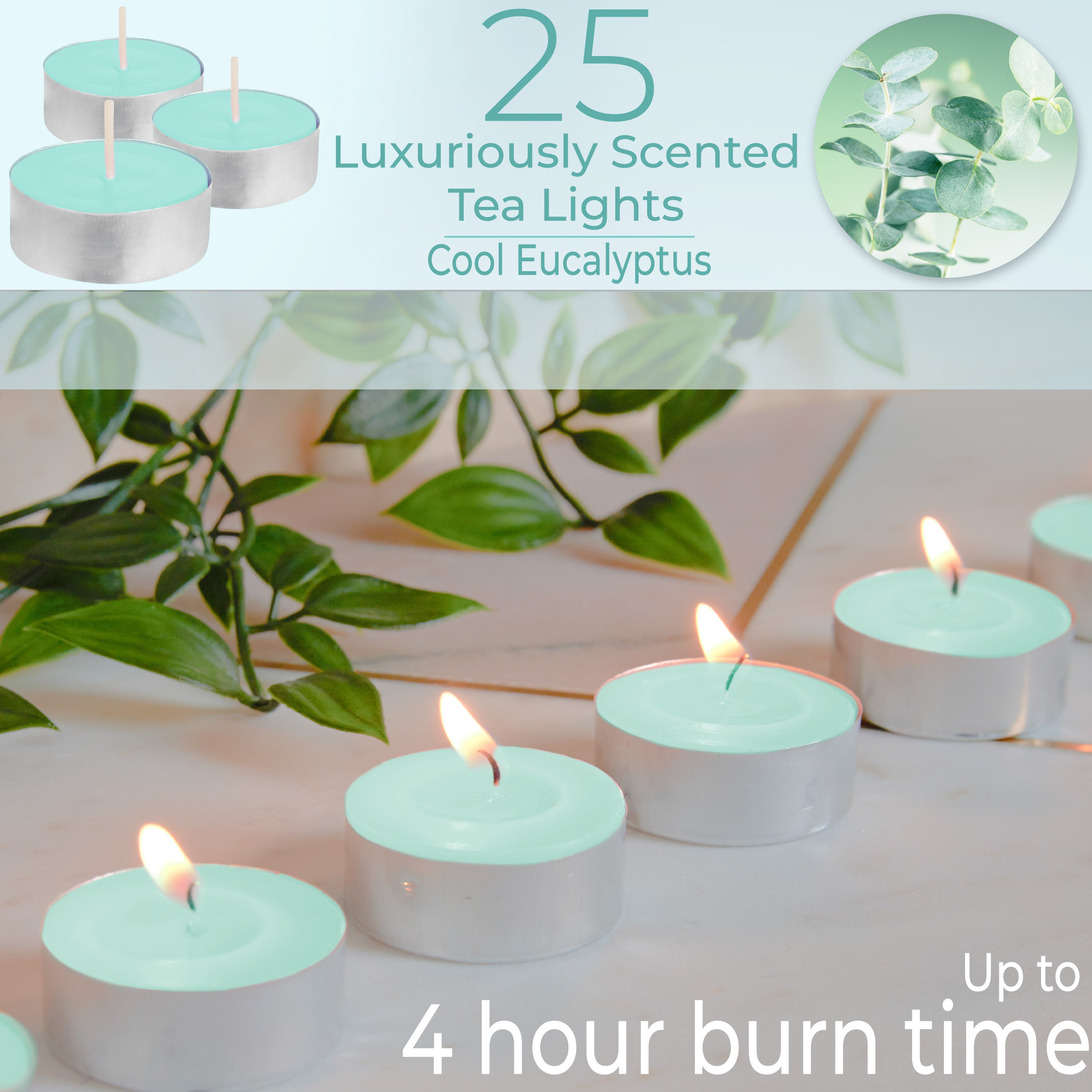 DECO EXPRESS Tealight Candles Multipack of 200, 100, 50, 25 or 24, Burning Time 4, 8 or 10 Hours - Tea Lights Candles - Get Trend