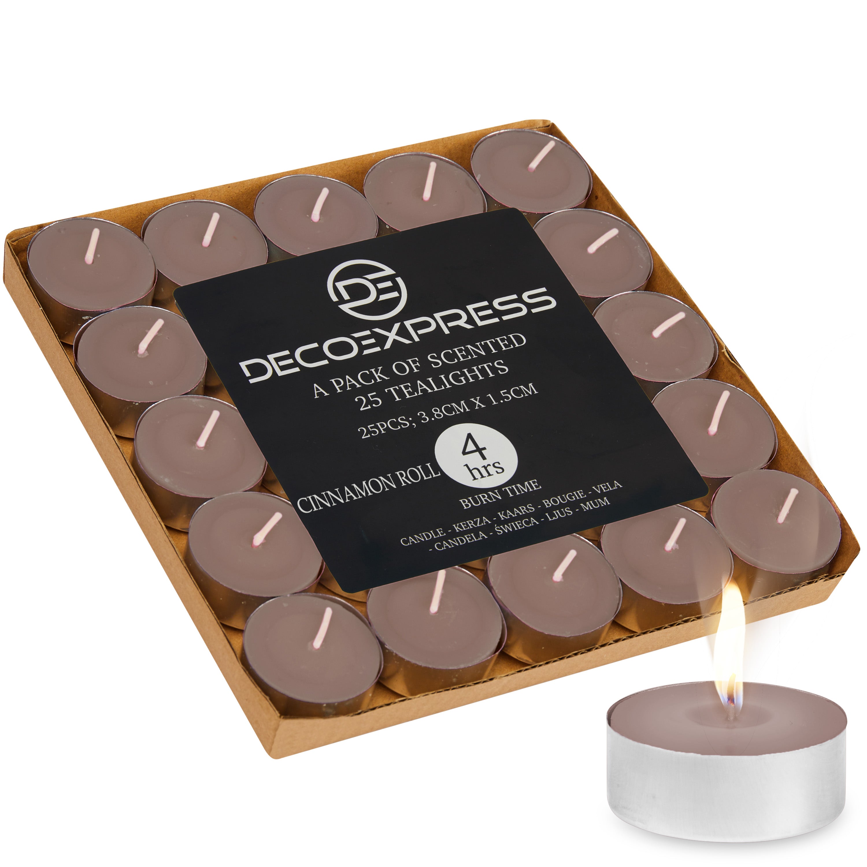 DECO EXPRESS Tealight Candles Multipack of 200, 100, 50, 25 or 24, Burning Time 4, 8 or 10 Hours - Tea Lights Candles - Get Trend