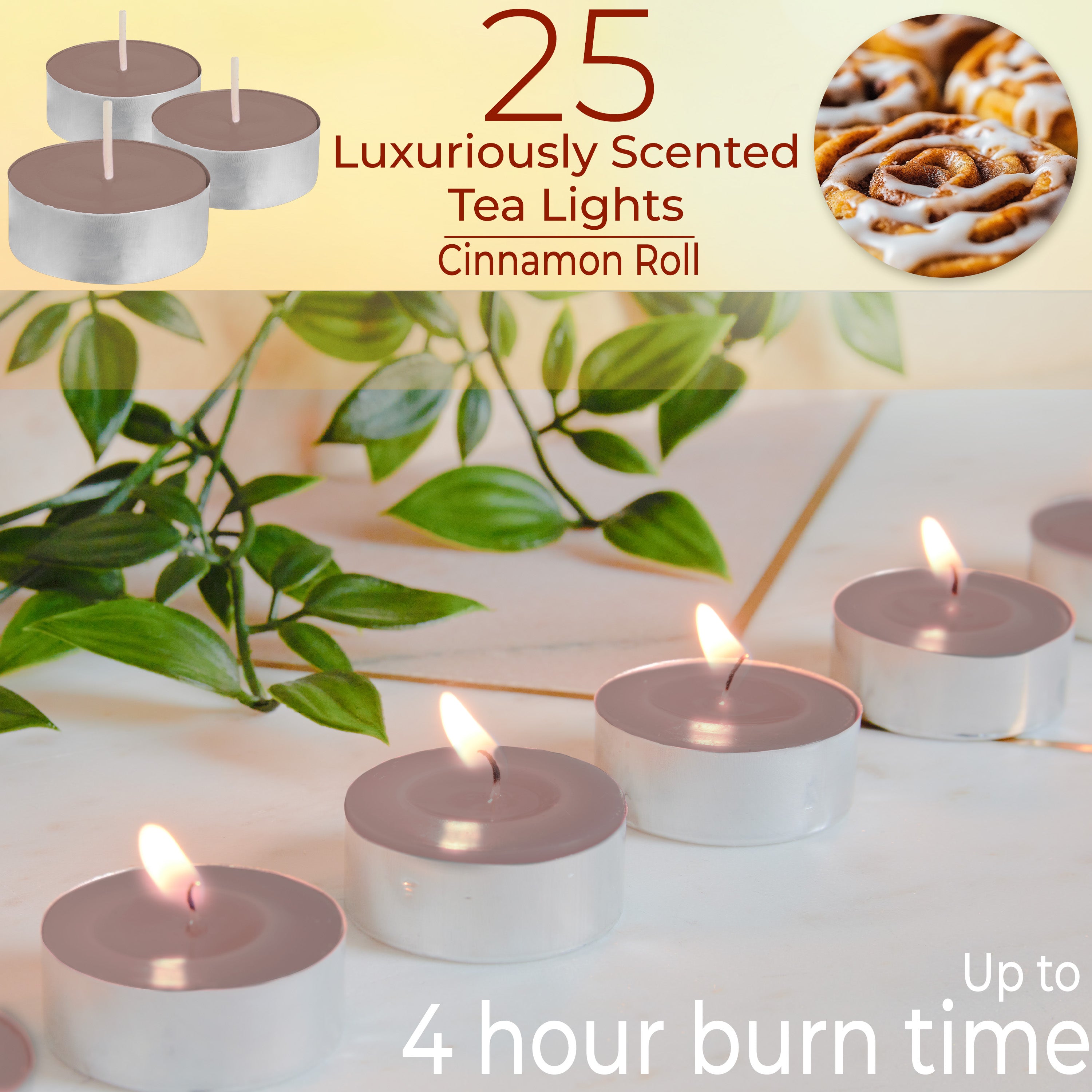 DECO EXPRESS Tealight Candles Multipack of 200, 100, 50, 25 or 24, Burning Time 4, 8 or 10 Hours - Tea Lights Candles - Get Trend