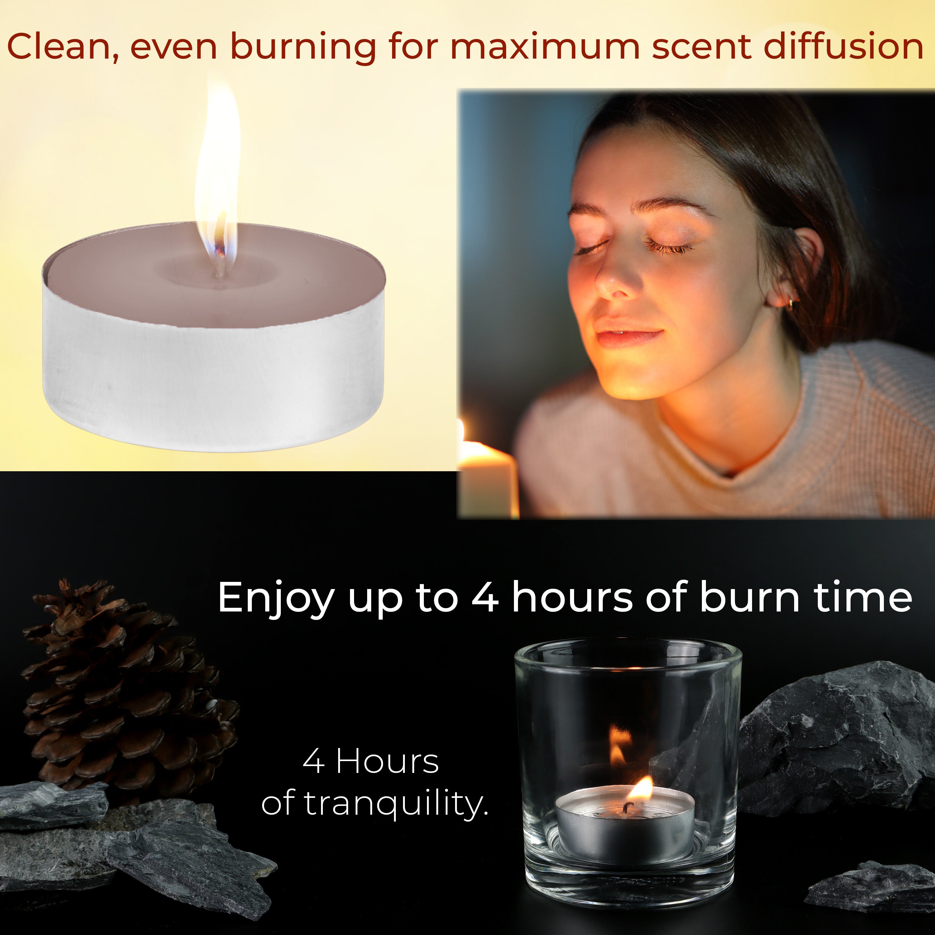 DECO EXPRESS Tealight Candles Multipack of 200, 100, 50, 25 or 24, Burning Time 4, 8 or 10 Hours - Tea Lights Candles - Get Trend