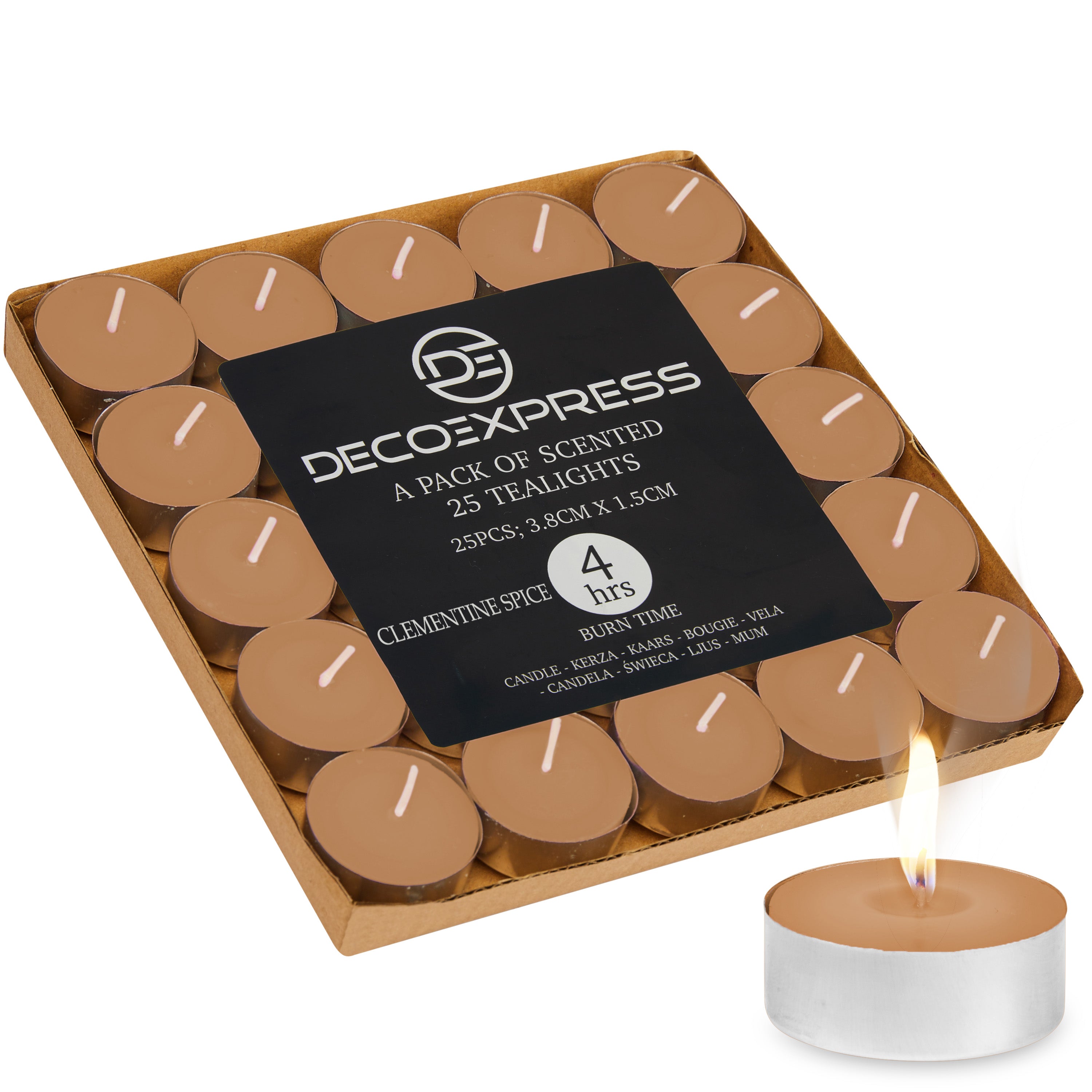 DECO EXPRESS Tealight Candles Multipack of 200, 100, 50, 25 or 24, Burning Time 4, 8 or 10 Hours - Tea Lights Candles - Get Trend