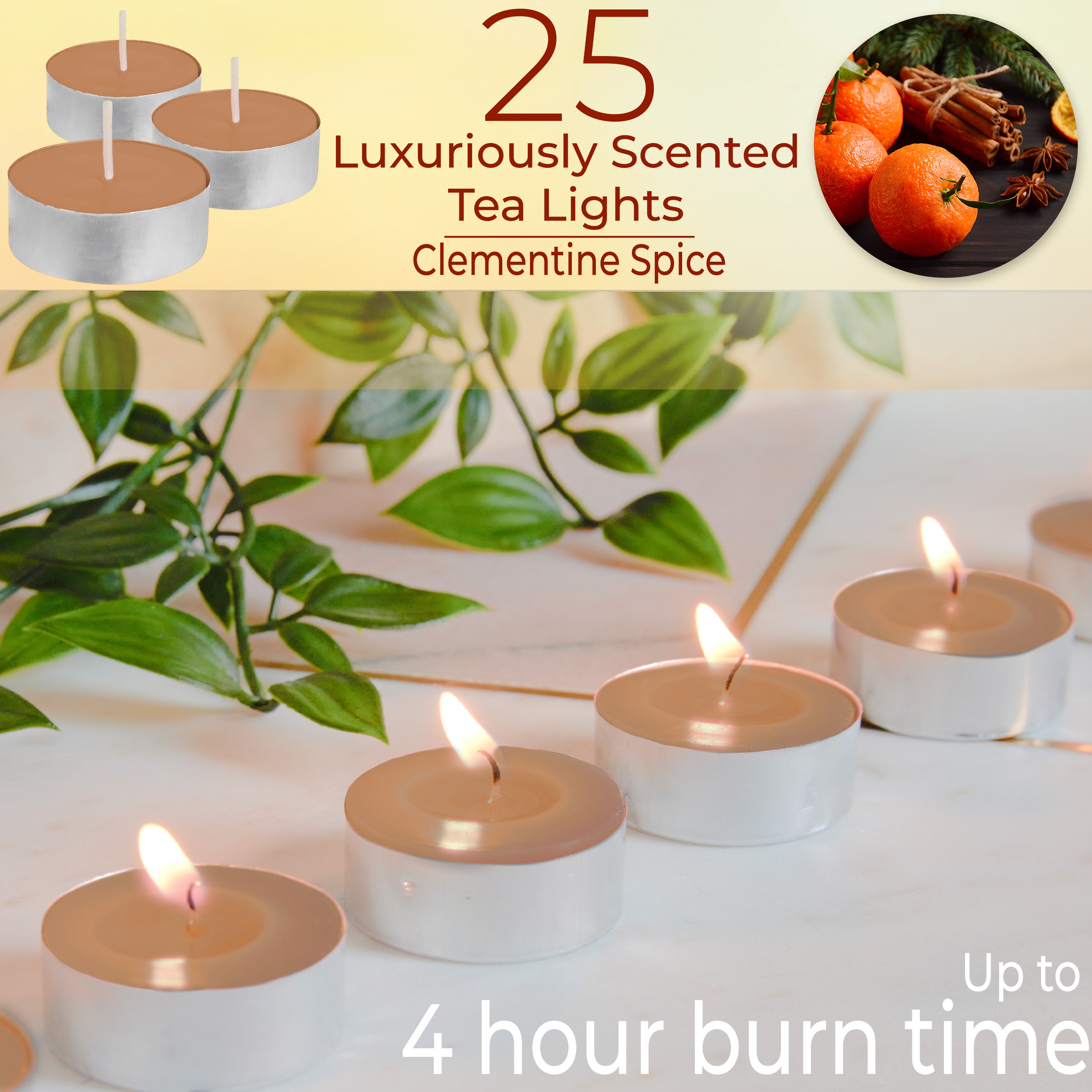 DECO EXPRESS Tealight Candles Multipack of 200, 100, 50, 25 or 24, Burning Time 4, 8 or 10 Hours - Tea Lights Candles - Get Trend