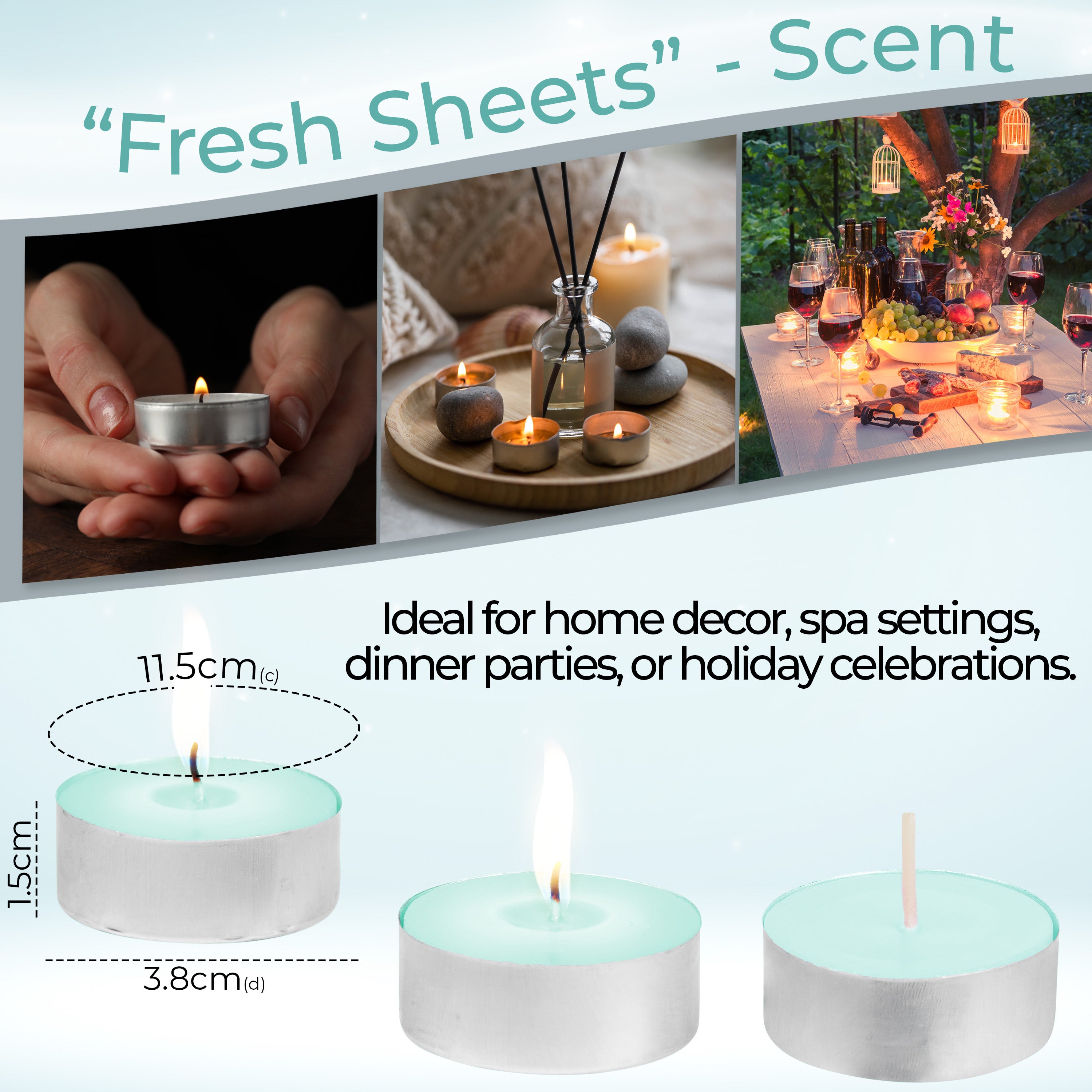 DECO EXPRESS Tealight Candles Multipack of 200, 100, 50, 25 or 24, Burning Time 4, 8 or 10 Hours - Tea Lights Candles - Get Trend