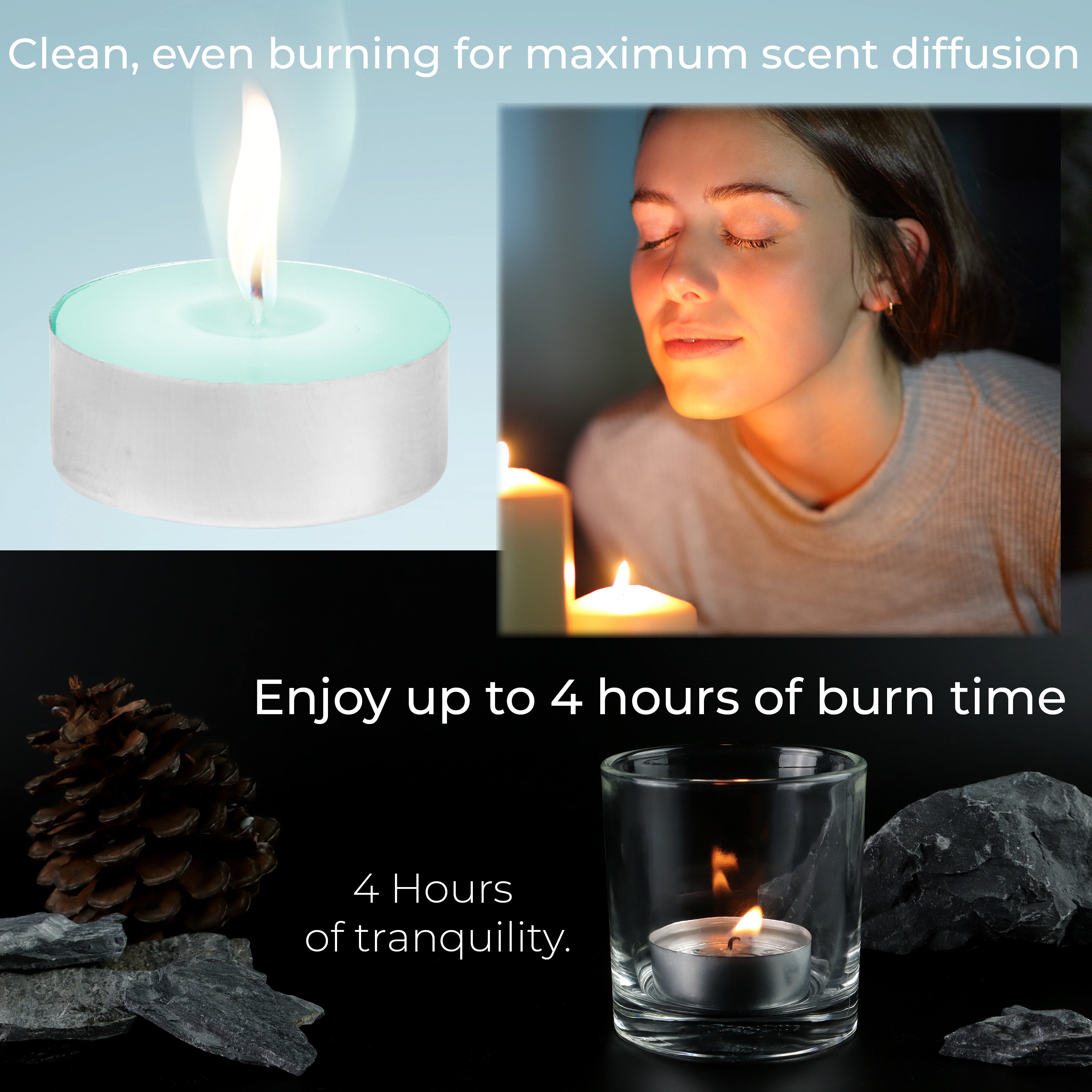 DECO EXPRESS Tealight Candles Multipack of 200, 100, 50, 25 or 24, Burning Time 4, 8 or 10 Hours - Tea Lights Candles - Get Trend