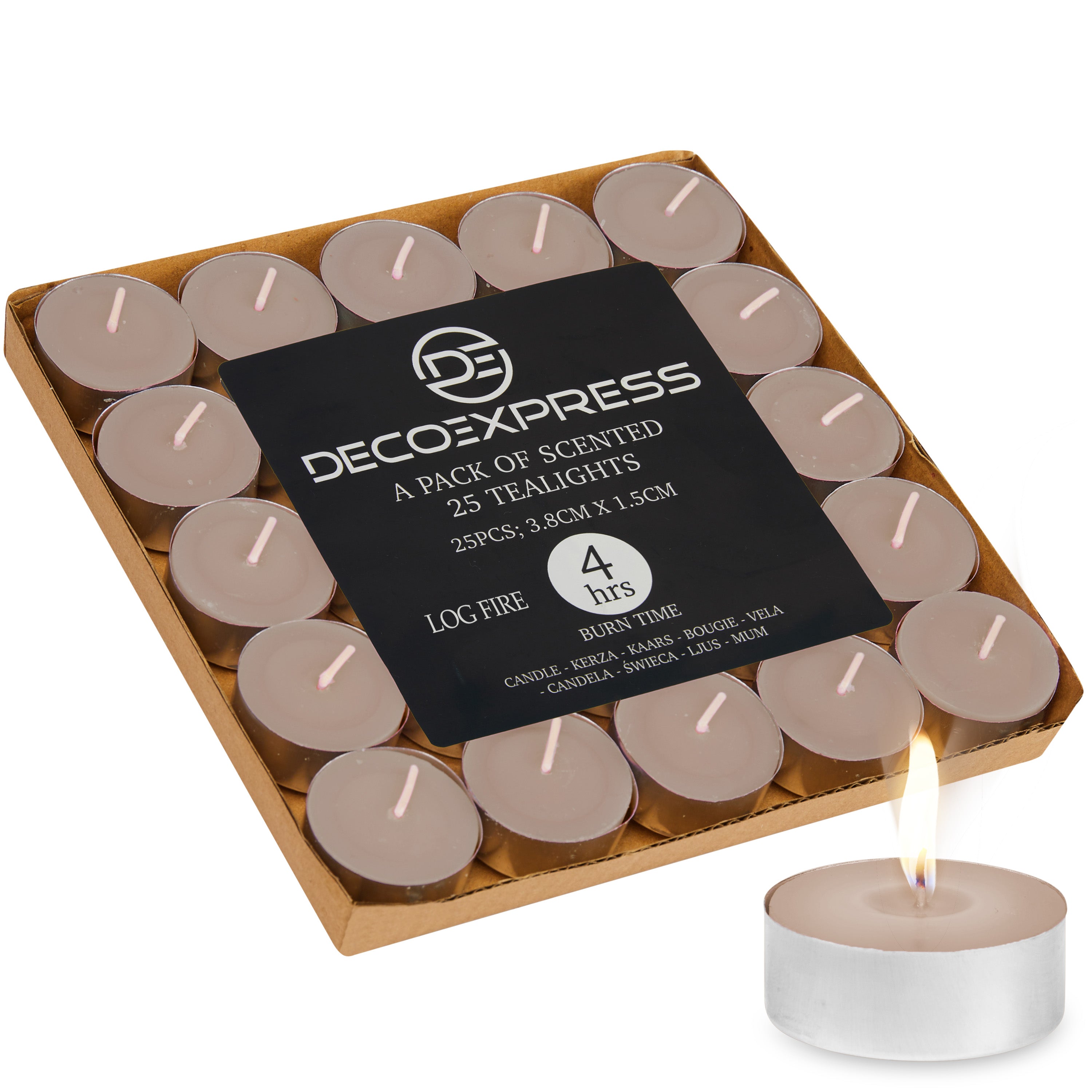 DECO EXPRESS Tealight Candles Multipack of 200, 100, 50, 25 or 24, Burning Time 4, 8 or 10 Hours - Tea Lights Candles - Get Trend