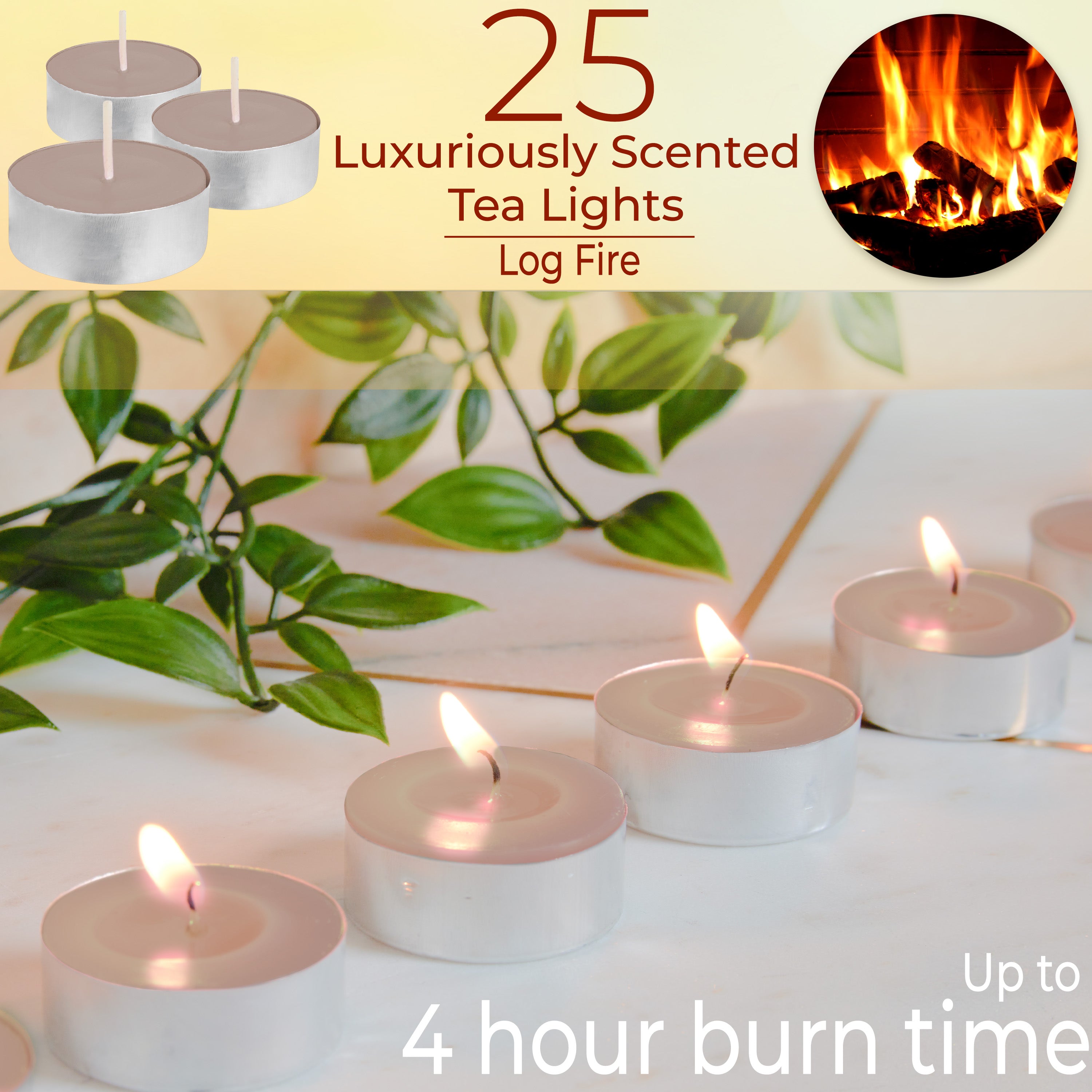 DECO EXPRESS Tealight Candles Multipack of 200, 100, 50, 25 or 24, Burning Time 4, 8 or 10 Hours - Tea Lights Candles - Get Trend