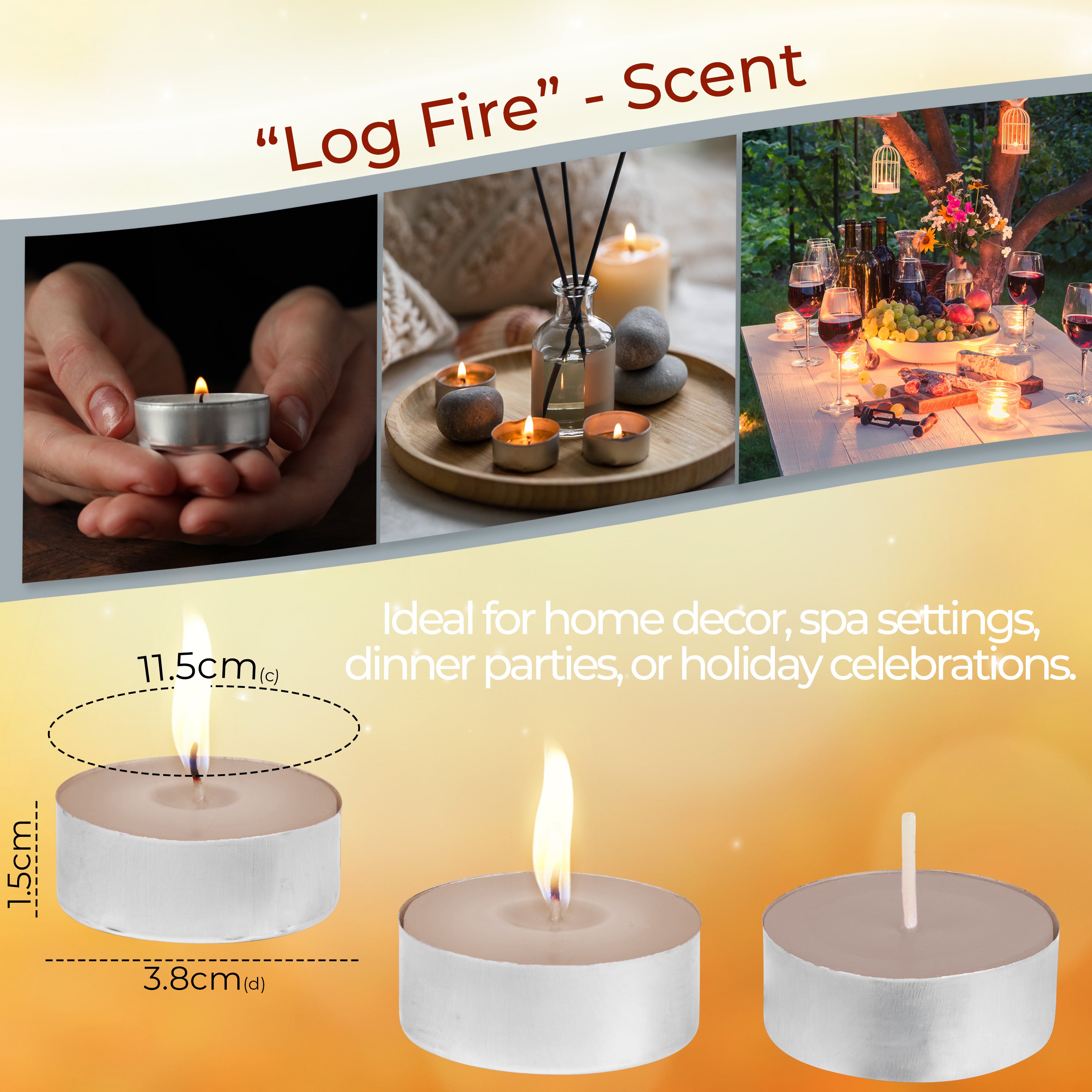 DECO EXPRESS Tealight Candles Multipack of 200, 100, 50, 25 or 24, Burning Time 4, 8 or 10 Hours - Tea Lights Candles - Get Trend