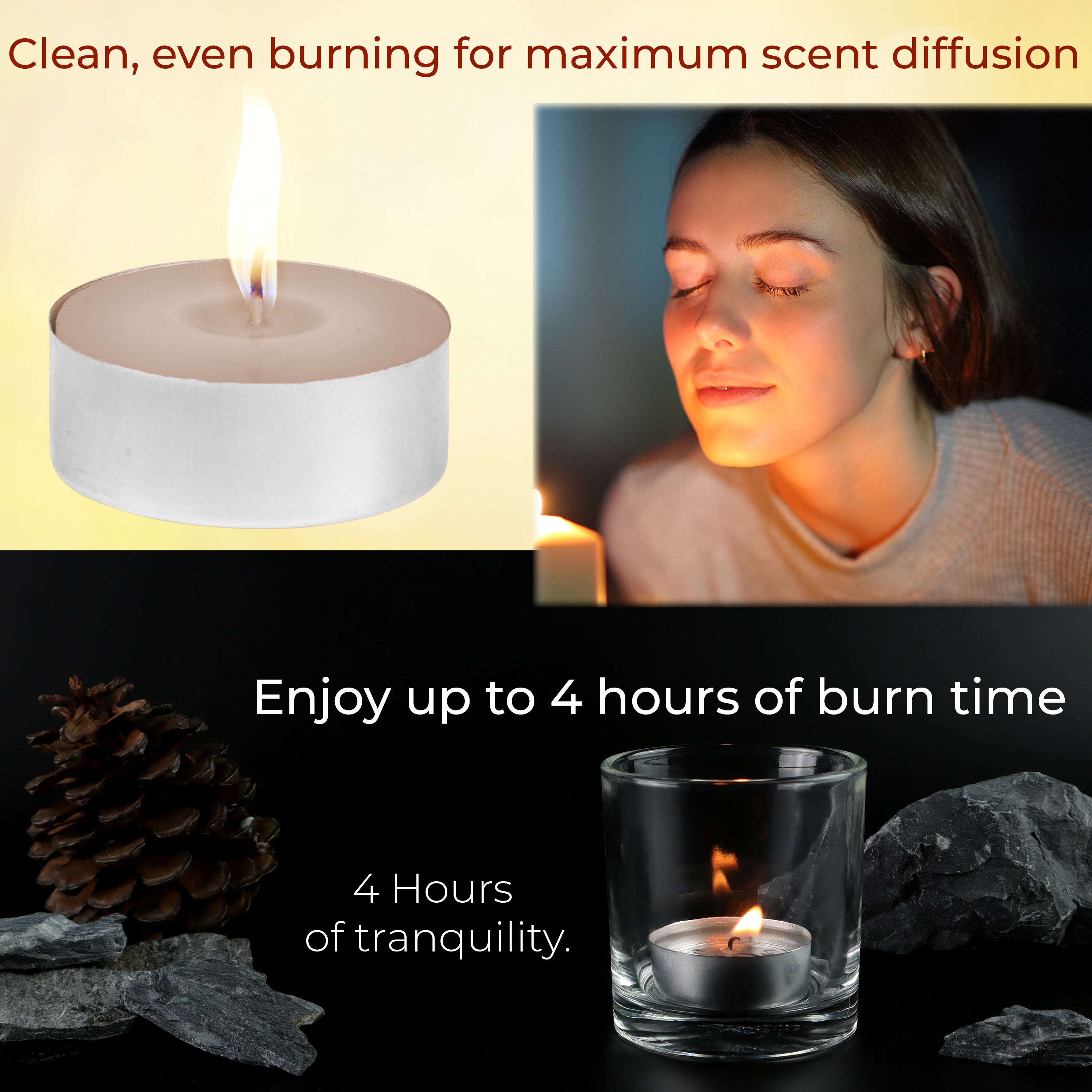 DECO EXPRESS Tealight Candles Multipack of 200, 100, 50, 25 or 24, Burning Time 4, 8 or 10 Hours - Tea Lights Candles - Get Trend