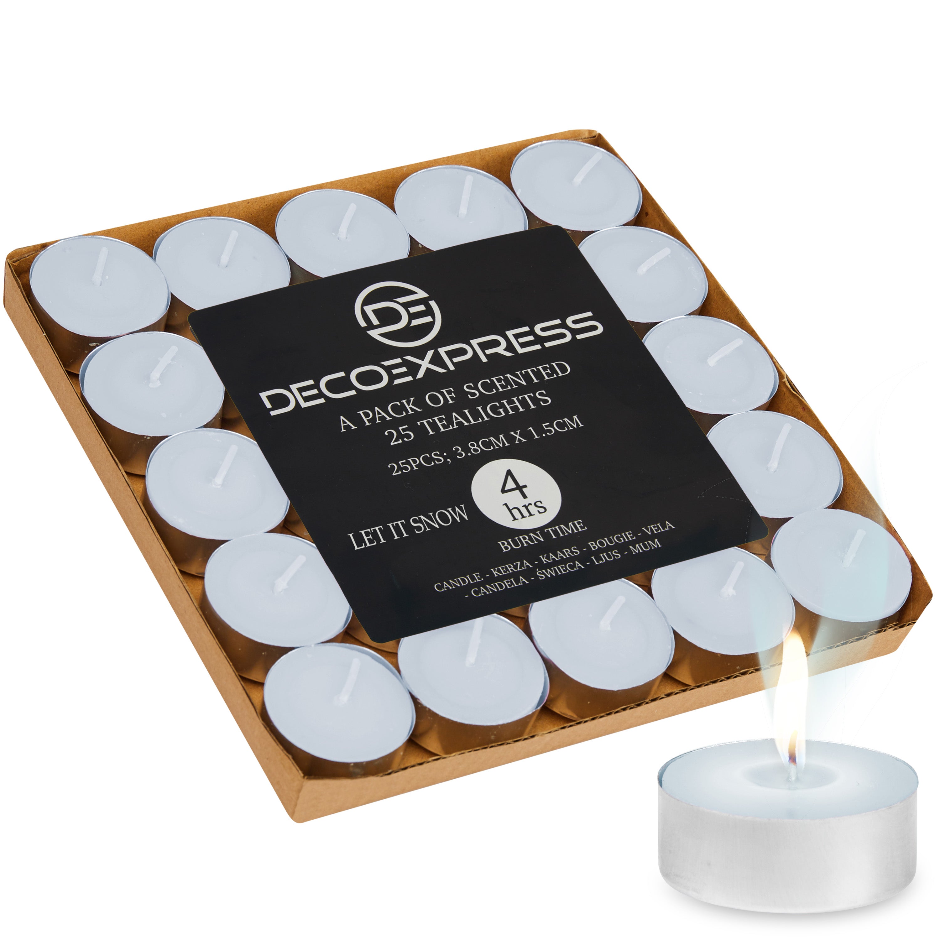DECO EXPRESS Tealight Candles Multipack of 200, 100, 50, 25 or 24, Burning Time 4, 8 or 10 Hours - Tea Lights Candles - Get Trend