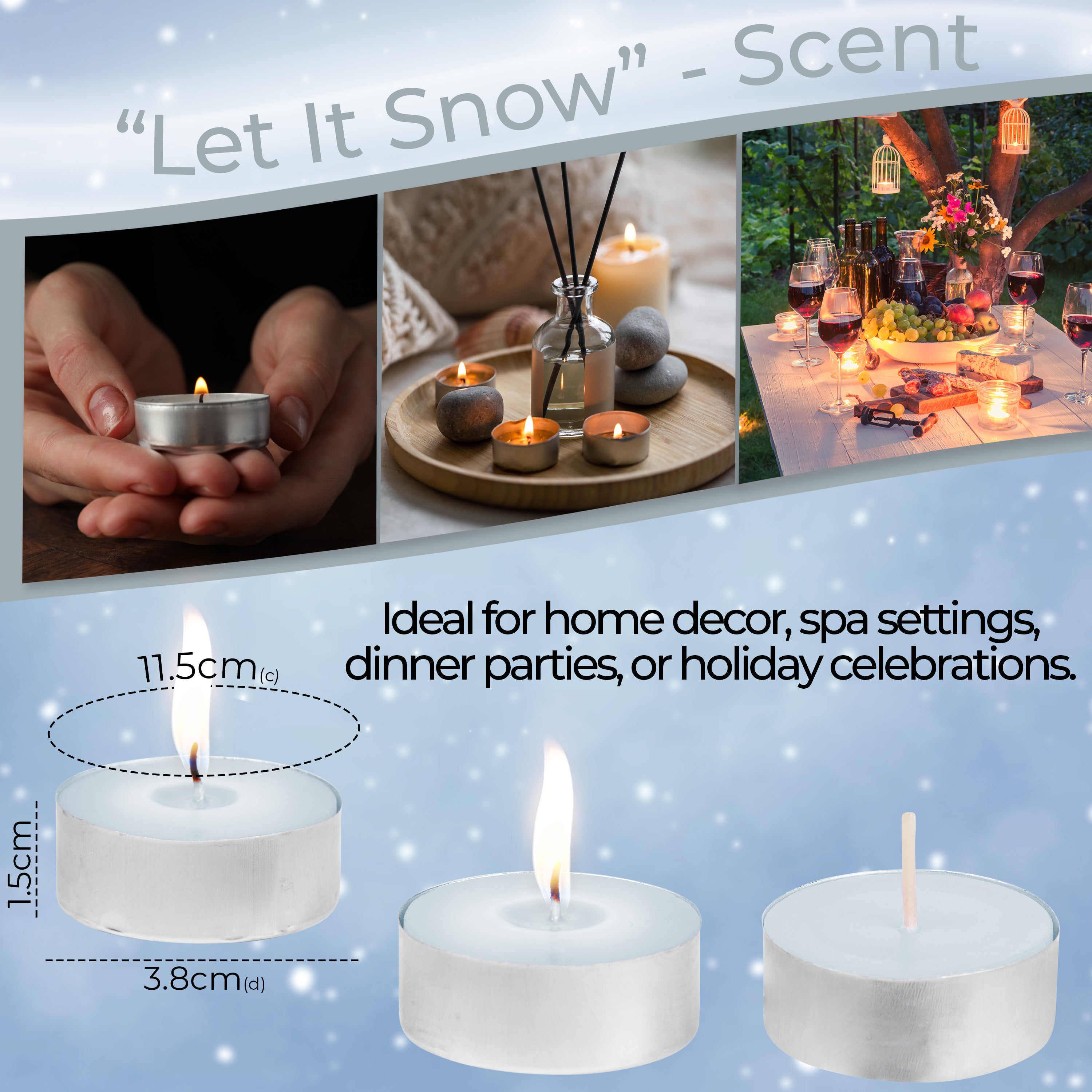 DECO EXPRESS Tealight Candles Multipack of 200, 100, 50, 25 or 24, Burning Time 4, 8 or 10 Hours - Tea Lights Candles - Get Trend