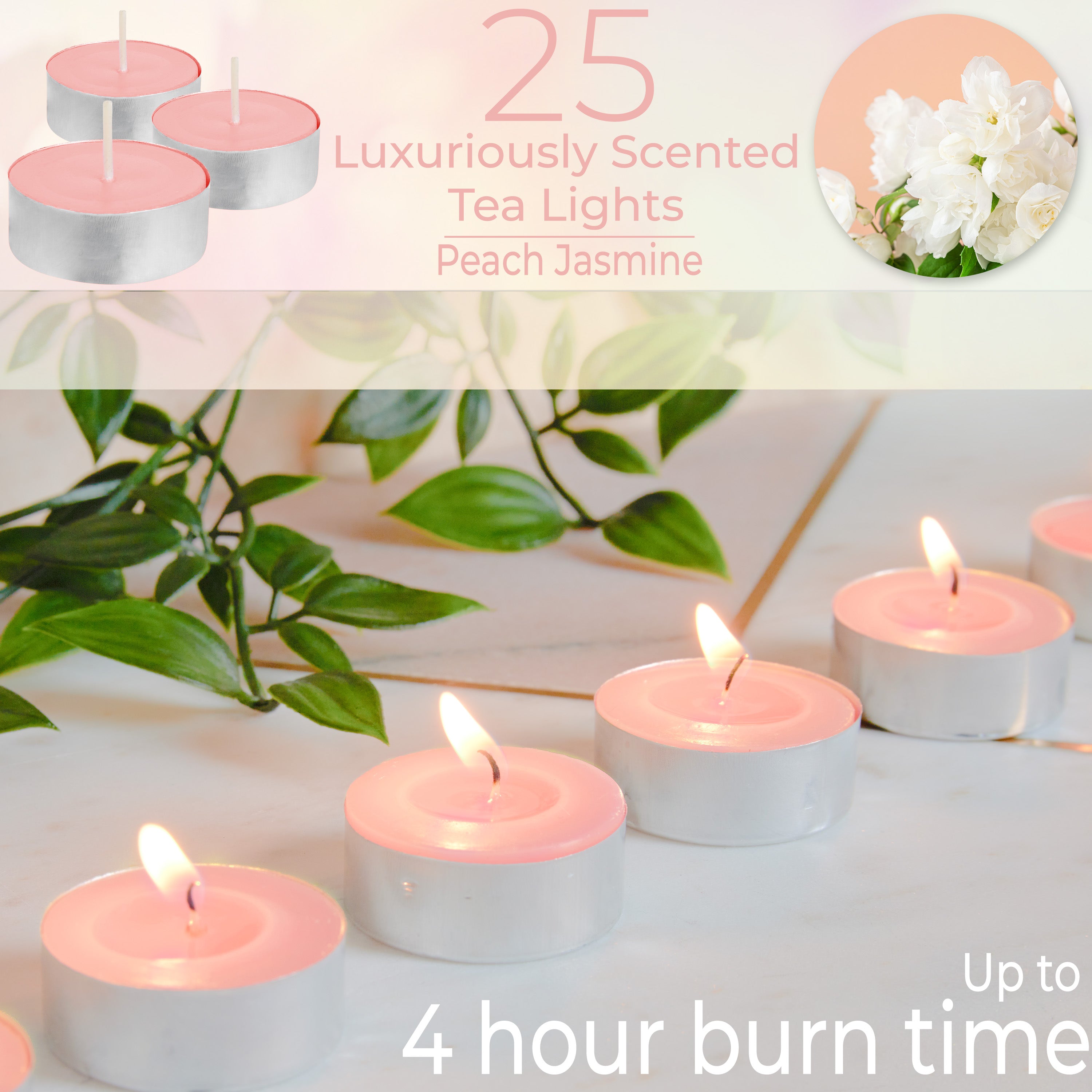 DECO EXPRESS Tealight Candles Multipack of 200, 100, 50, 25 or 24, Burning Time 4, 8 or 10 Hours - Tea Lights Candles - Get Trend