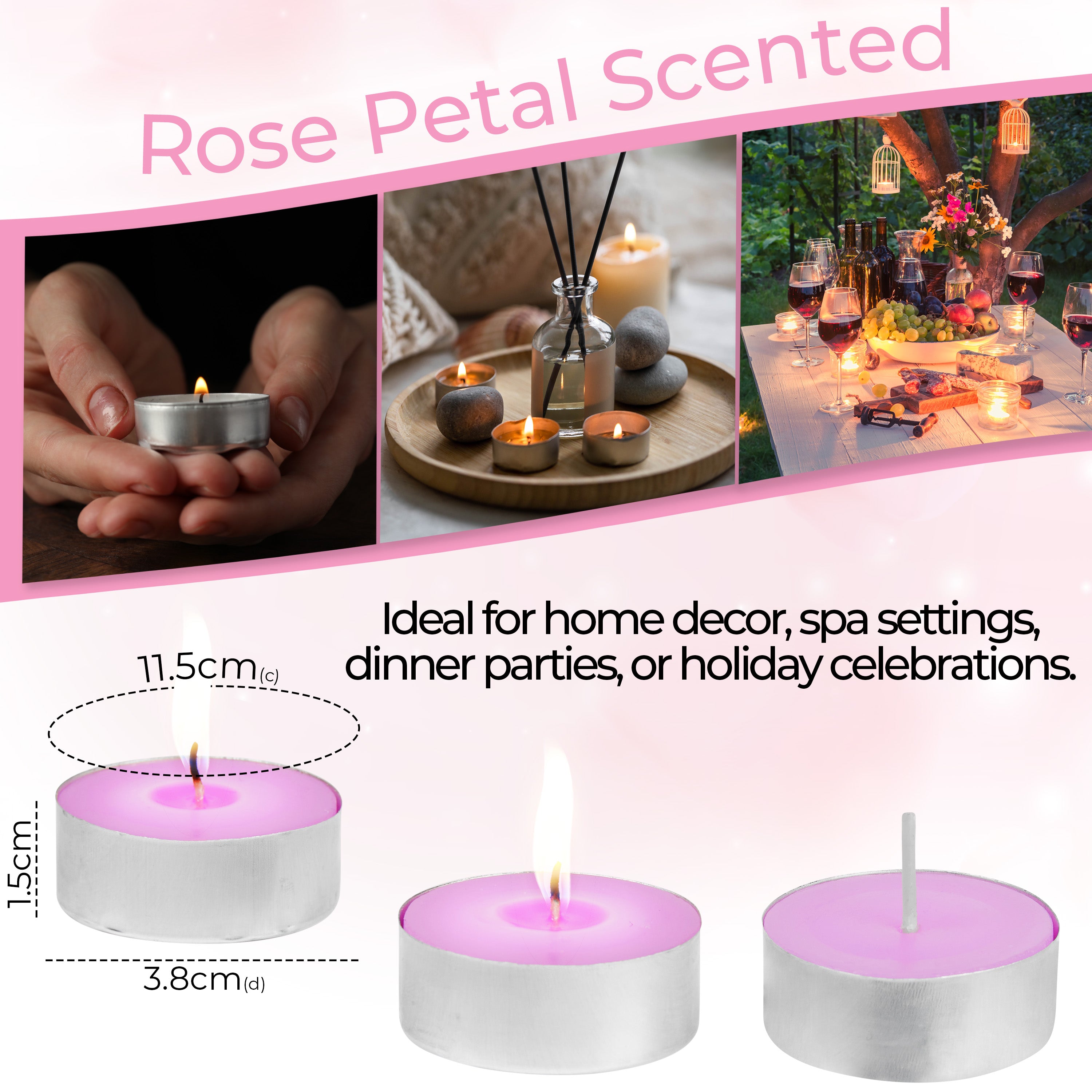 DECO EXPRESS Tealight Candles Multipack of 200, 100, 50, 25 or 24, Burning Time 4, 8 or 10 Hours - Tea Lights Candles - Get Trend