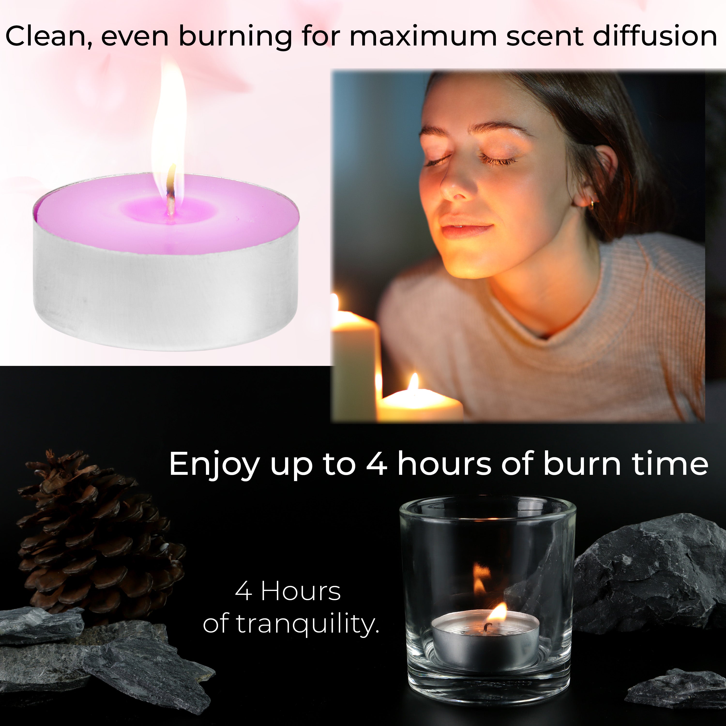 DECO EXPRESS Tealight Candles Multipack of 200, 100, 50, 25 or 24, Burning Time 4, 8 or 10 Hours - Tea Lights Candles - Get Trend