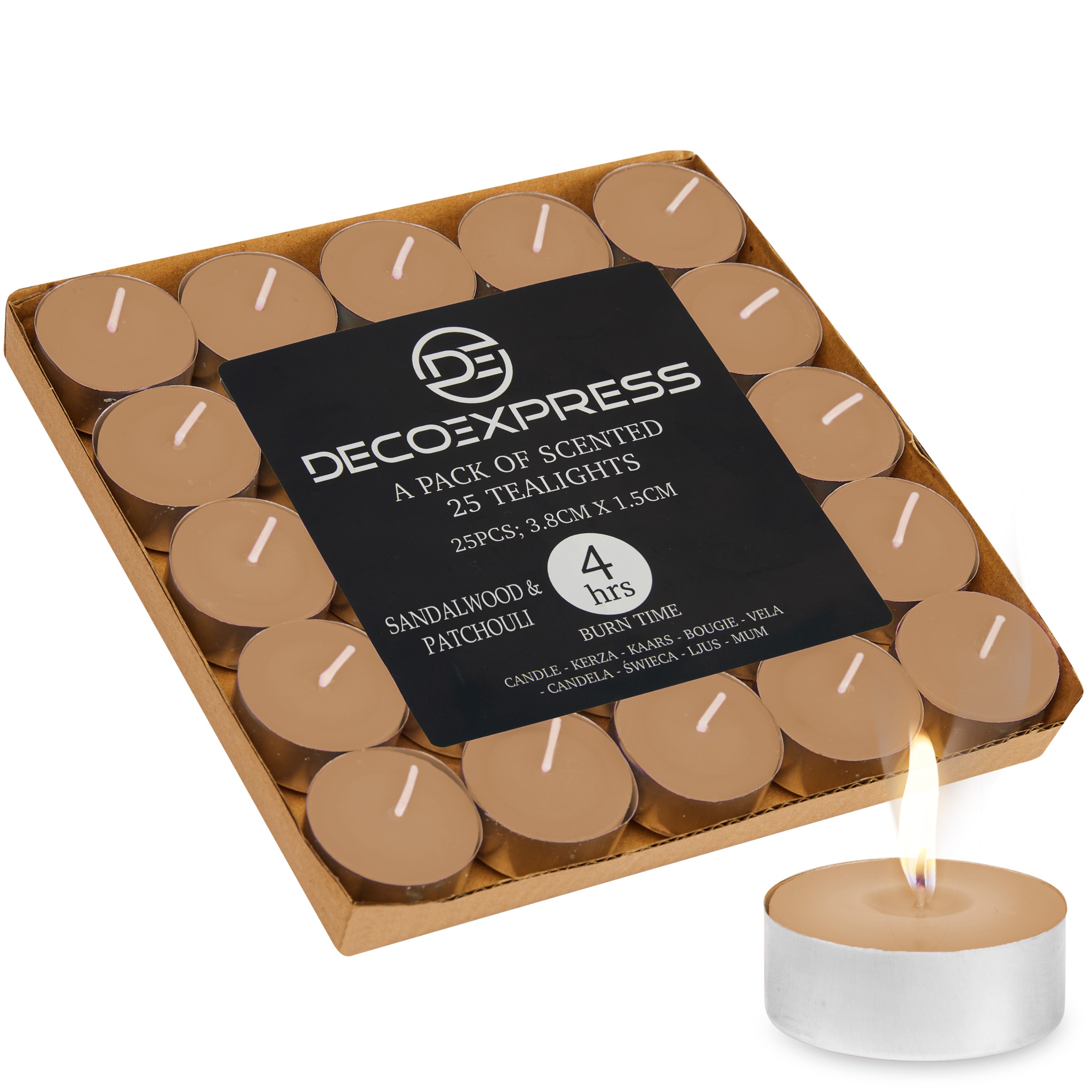 DECO EXPRESS Tealight Candles Multipack of 200, 100, 50, 25 or 24, Burning Time 4, 8 or 10 Hours - Tea Lights Candles - Get Trend