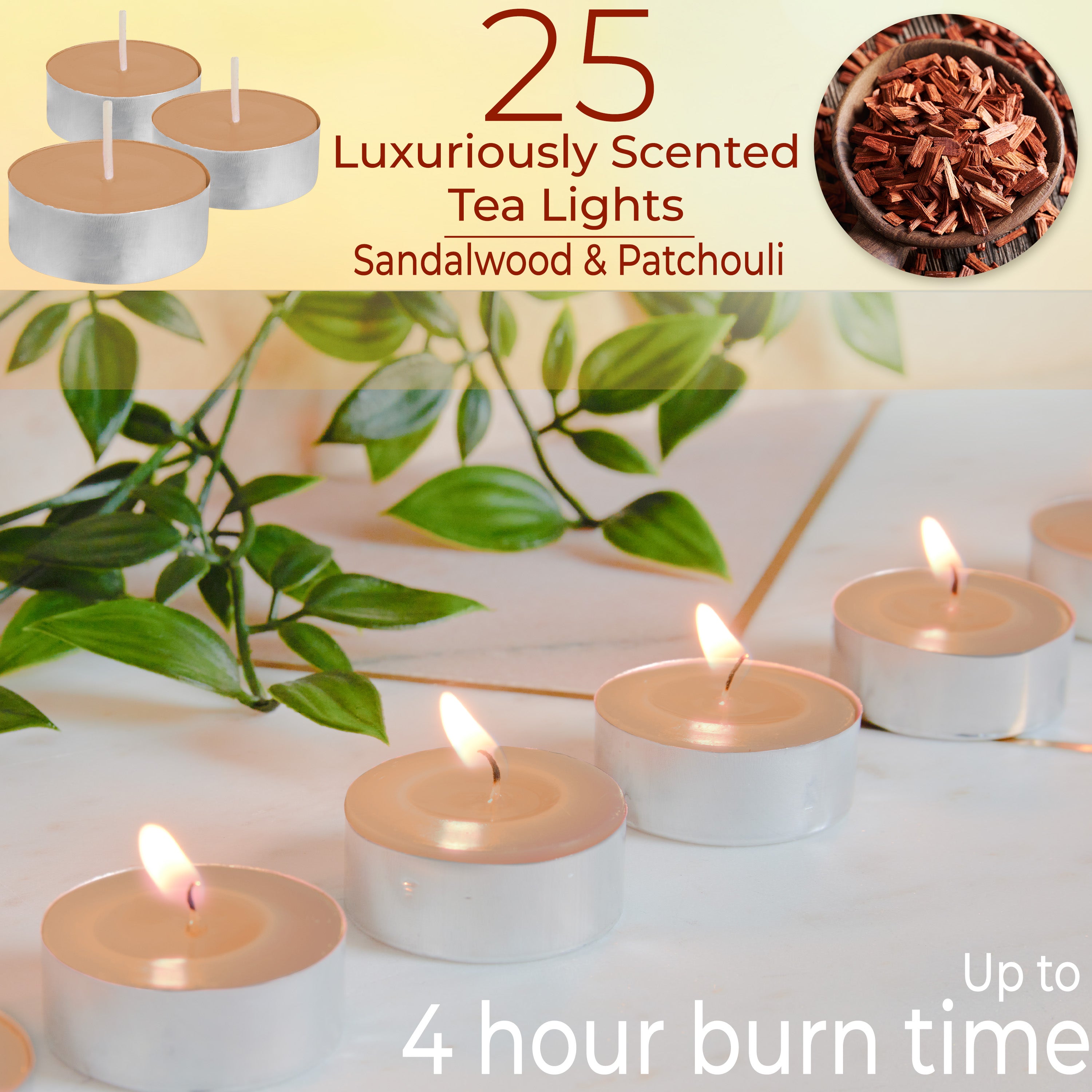 DECO EXPRESS Tealight Candles Multipack of 200, 100, 50, 25 or 24, Burning Time 4, 8 or 10 Hours - Tea Lights Candles - Get Trend