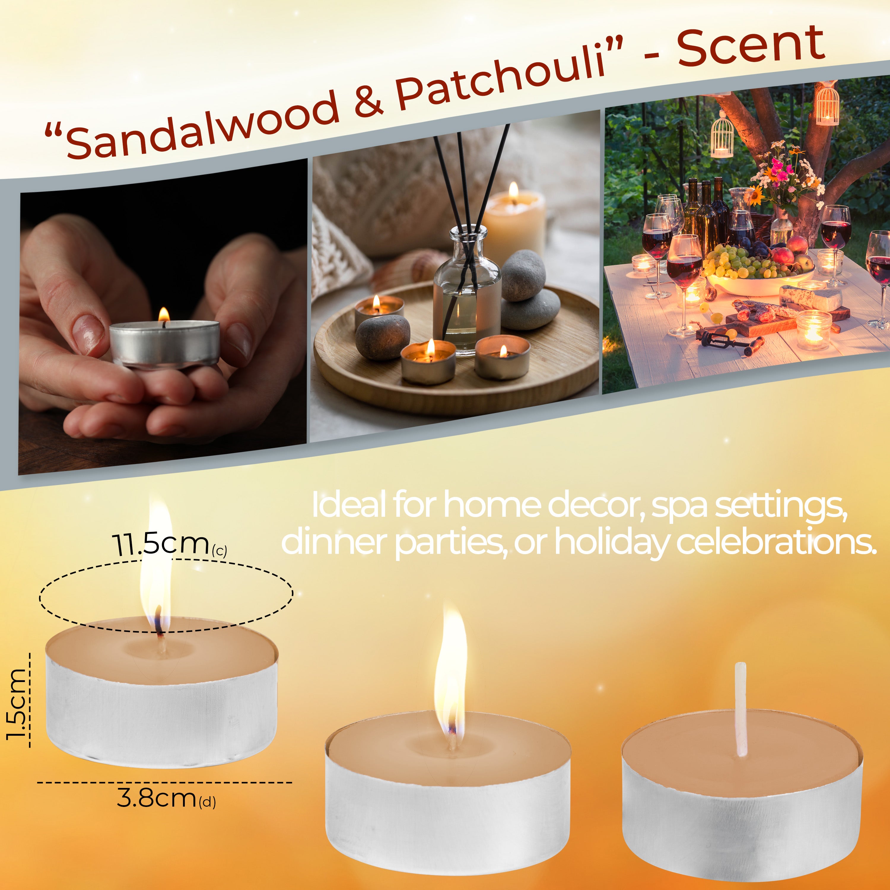 DECO EXPRESS Tealight Candles Multipack of 200, 100, 50, 25 or 24, Burning Time 4, 8 or 10 Hours - Tea Lights Candles - Get Trend