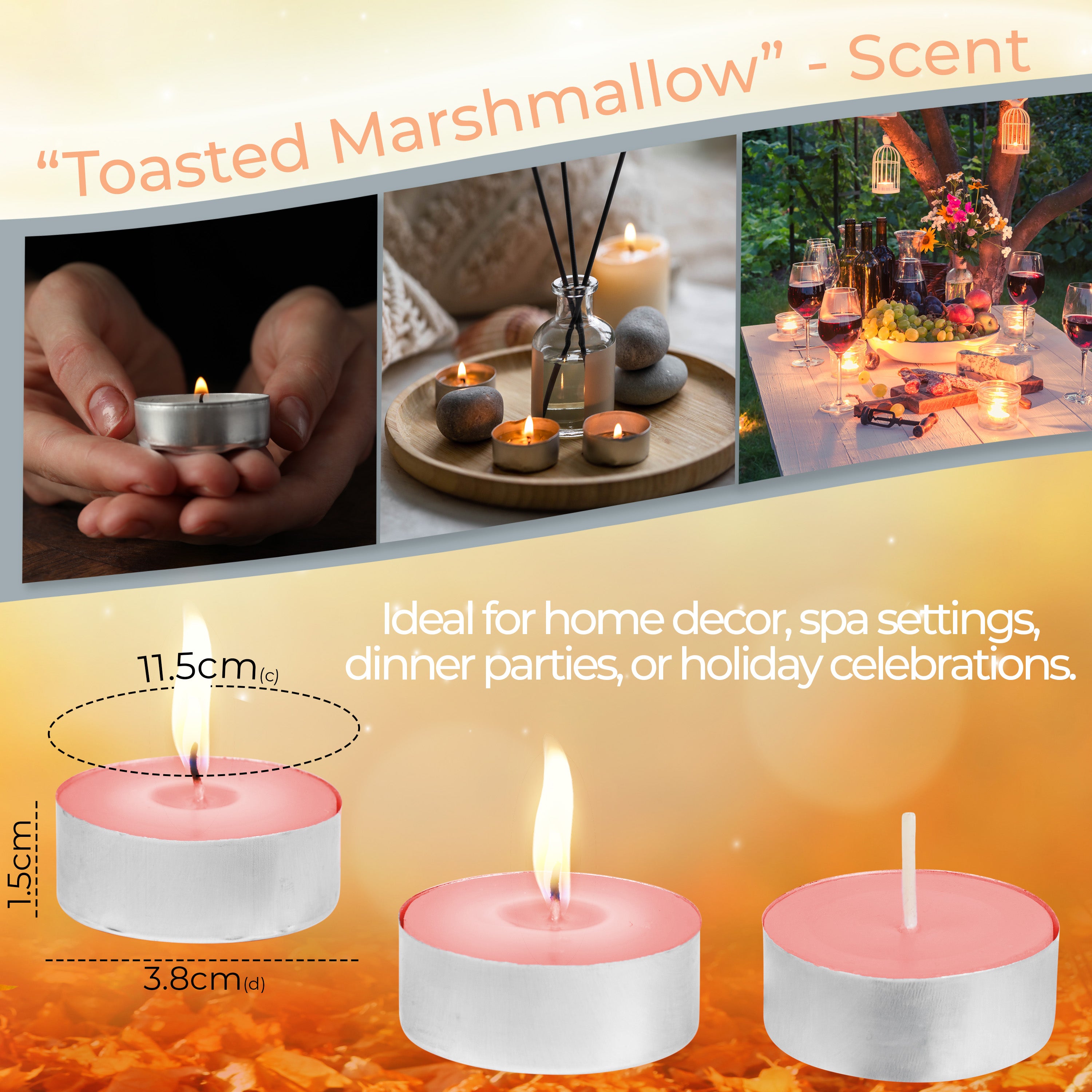 DECO EXPRESS Tealight Candles Multipack of 200, 100, 50, 25 or 24, Burning Time 4, 8 or 10 Hours - Tea Lights Candles - Get Trend