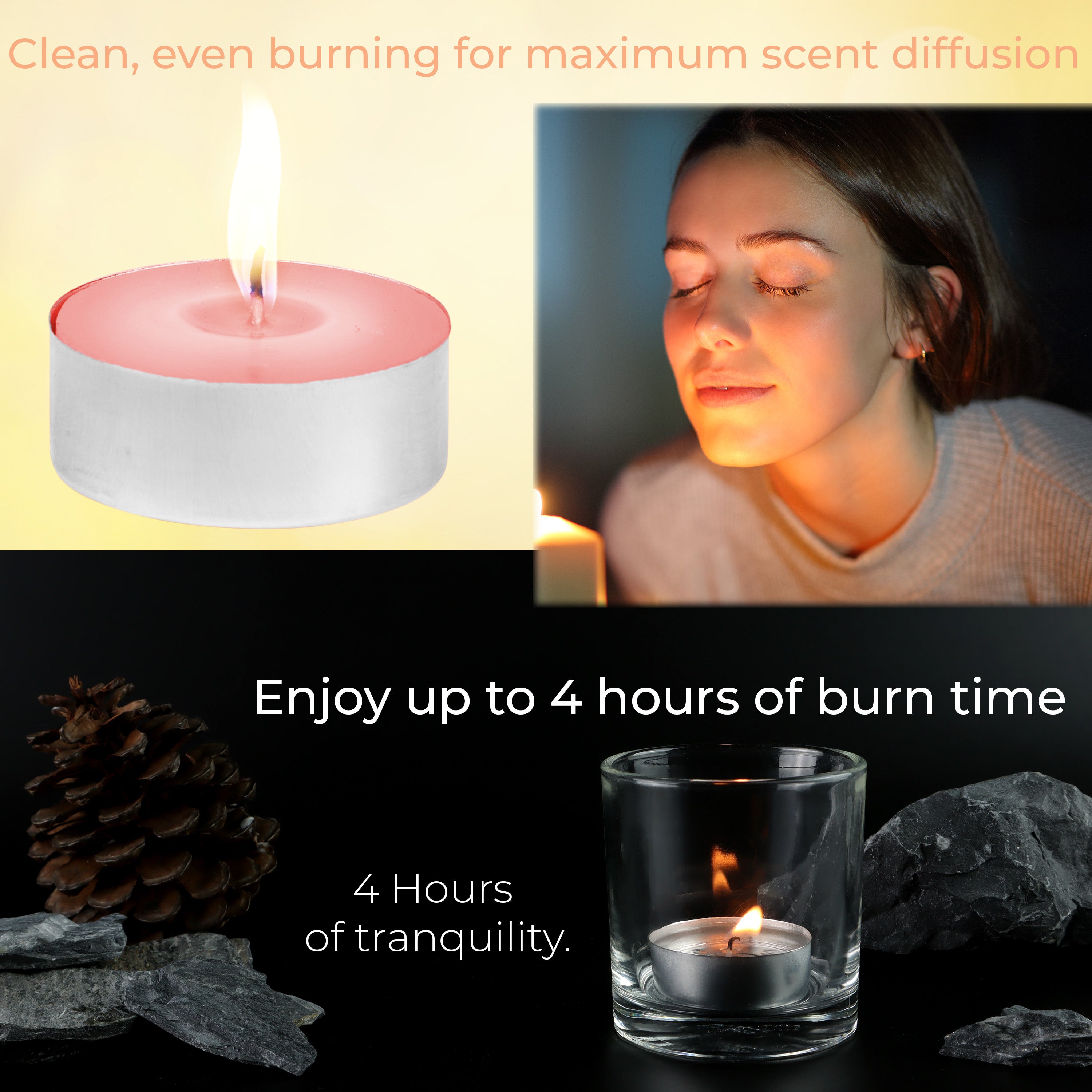 DECO EXPRESS Tealight Candles Multipack of 200, 100, 50, 25 or 24, Burning Time 4, 8 or 10 Hours - Tea Lights Candles - Get Trend