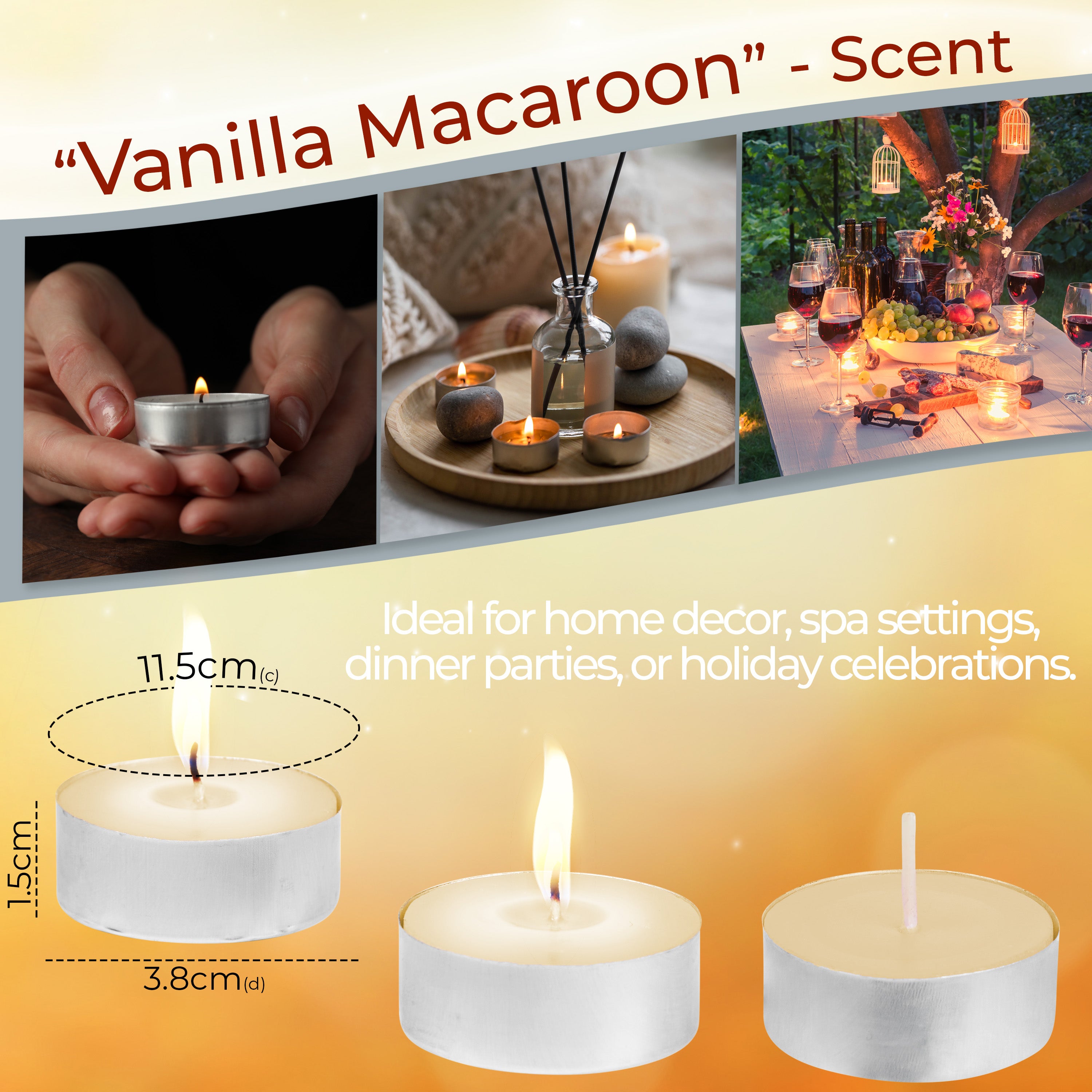 DECO EXPRESS Tealight Candles Multipack of 200, 100, 50, 25 or 24, Burning Time 4, 8 or 10 Hours - Tea Lights Candles - Get Trend