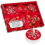DECO EXPRESS Christmas Tealight Candle Set, Multipack of 6, with 6 Hours Burning Time Festive Xmas Decor Unscented (Red 6 Pack) - Get Trend