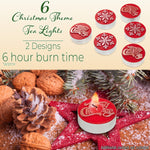 DECO EXPRESS Christmas Tealight Candle Set, Multipack of 6, with 6 Hours Burning Time Festive Xmas Decor Unscented (Red 6 Pack) - Get Trend