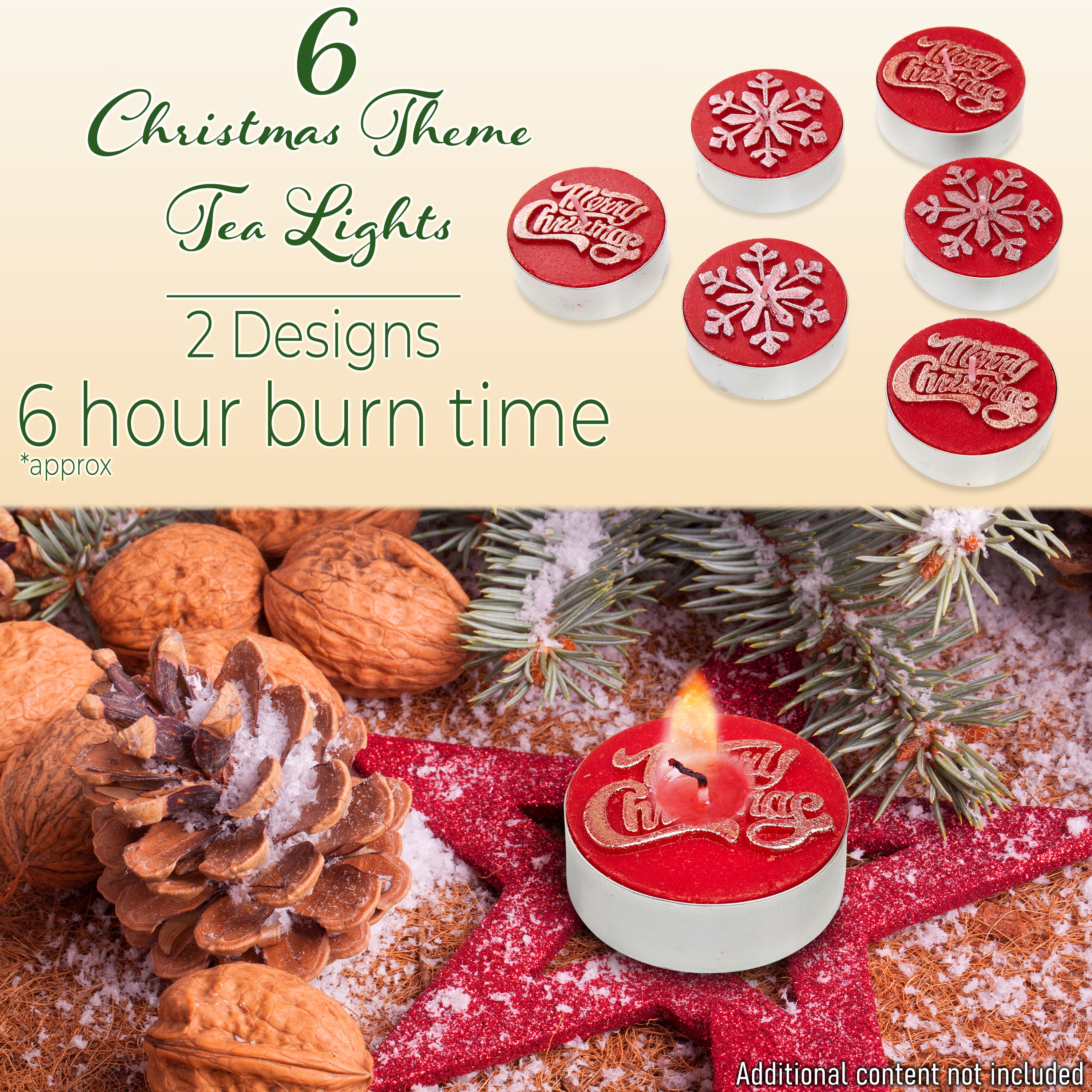 DECO EXPRESS Christmas Tealight Candle Set, Multipack of 6, with 6 Hours Burning Time Festive Xmas Decor Unscented (Red 6 Pack) - Get Trend