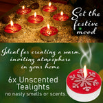 DECO EXPRESS Christmas Tealight Candle Set, Multipack of 6, with 6 Hours Burning Time Festive Xmas Decor Unscented (Red 6 Pack) - Get Trend