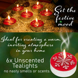 DECO EXPRESS Christmas Tealight Candle Set, Multipack of 6, with 6 Hours Burning Time Festive Xmas Decor Unscented (Red 6 Pack) - Get Trend