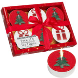 DECO EXPRESS Christmas Tealight Candle Set, Multipack of 6 with 6 Hours Burning Time Festive Xmas Decor Unscented (Red/White 6 Pack) - Get Trend
