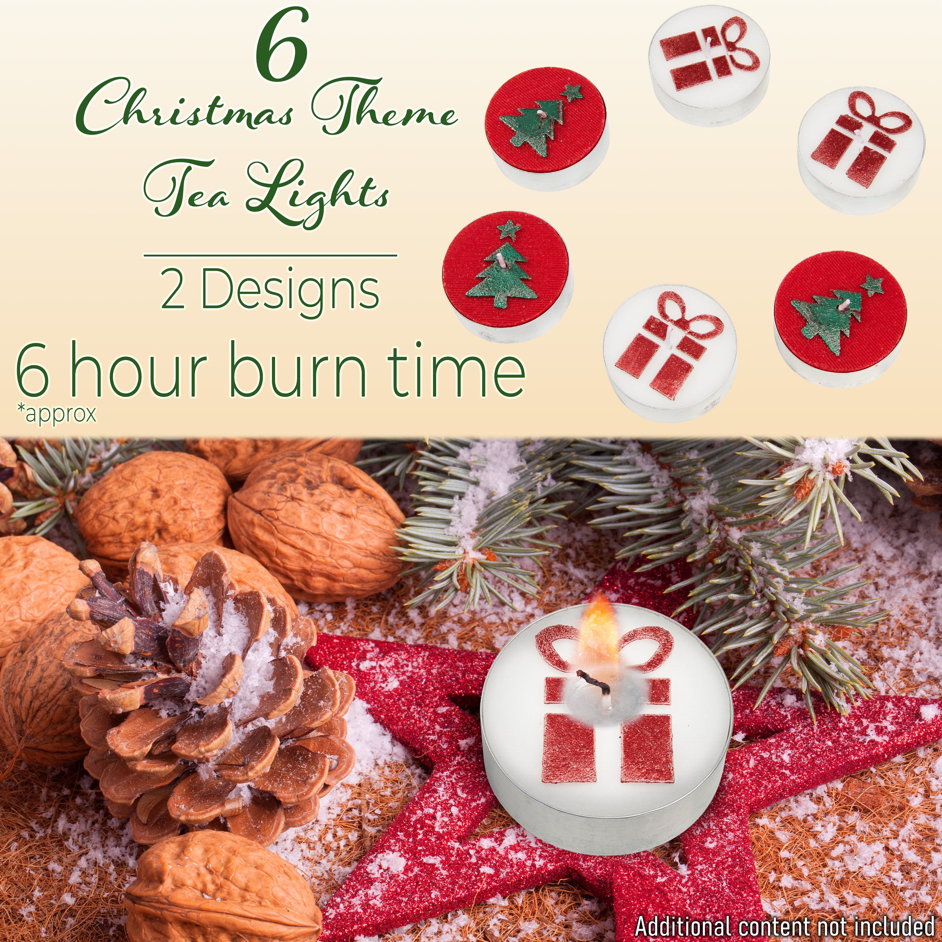 DECO EXPRESS Christmas Tealight Candle Set, Multipack of 6 with 6 Hours Burning Time Festive Xmas Decor Unscented (Red/White 6 Pack) - Get Trend