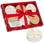 DECO EXPRESS Christmas Tealight Candle Set, Multipack of 6 with 6 Hours Burning Time Festive Xmas Decor Unscented (White/Gold 6 Pack) - Get Trend
