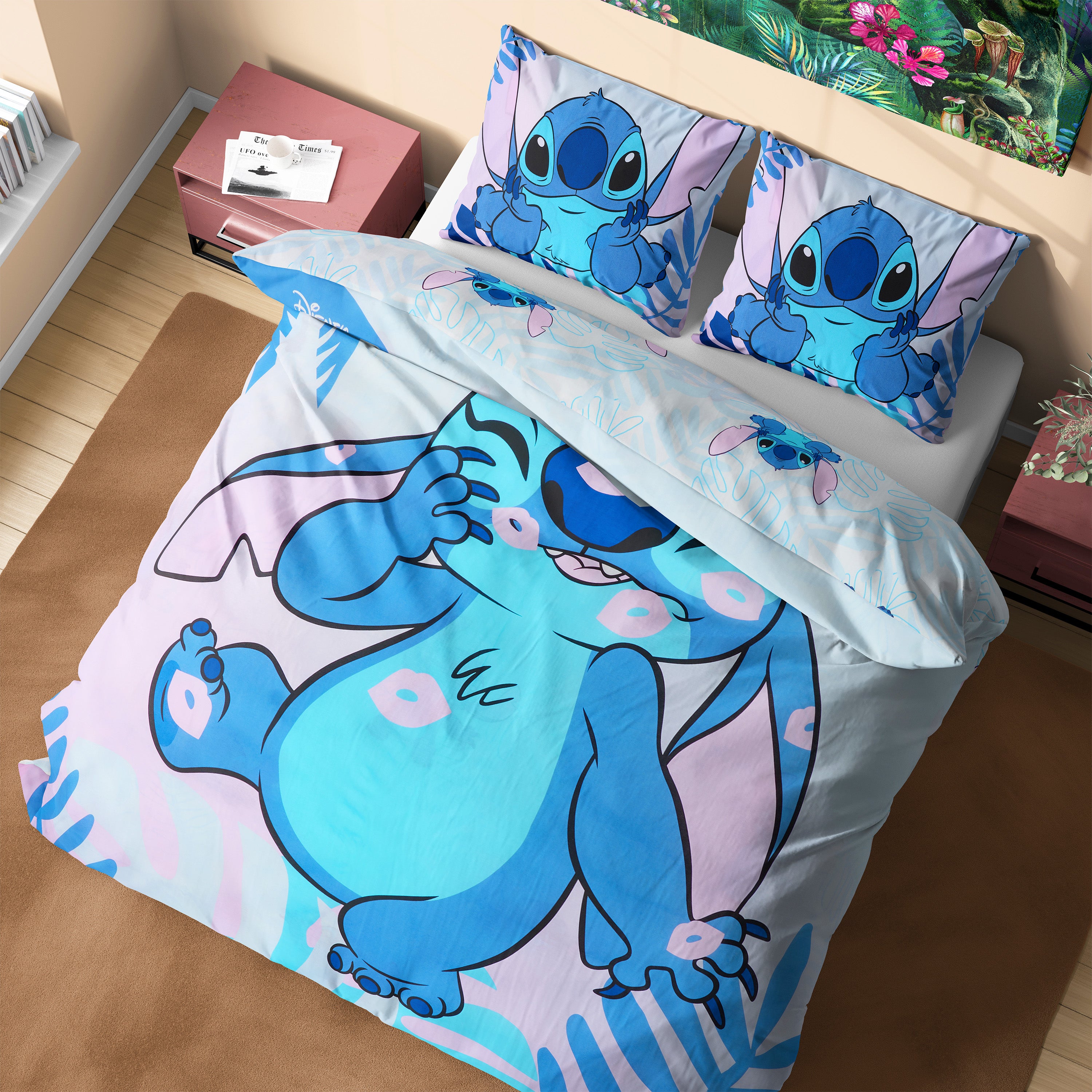 Disney Stitch Duvet Cover and Pillowcase Set Kids Teens Bedding Bedroom Accessories -Double (Blue Stitch Double) - Get Trend