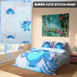 Disney Stitch Duvet Cover and Pillowcase Set Kids Teens Bedding Bedroom Accessories -Double (Blue Stitch Double) - Get Trend