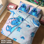 Disney Stitch Duvet Cover and Pillowcase Set Kids Teens Bedding Bedroom Accessories -Double (Blue Stitch Double) - Get Trend