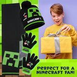 Minecraft Cold Weather Set - Creeper Beanie Hat Scarf and Gloves Set Kids Winter Set - Get Trend