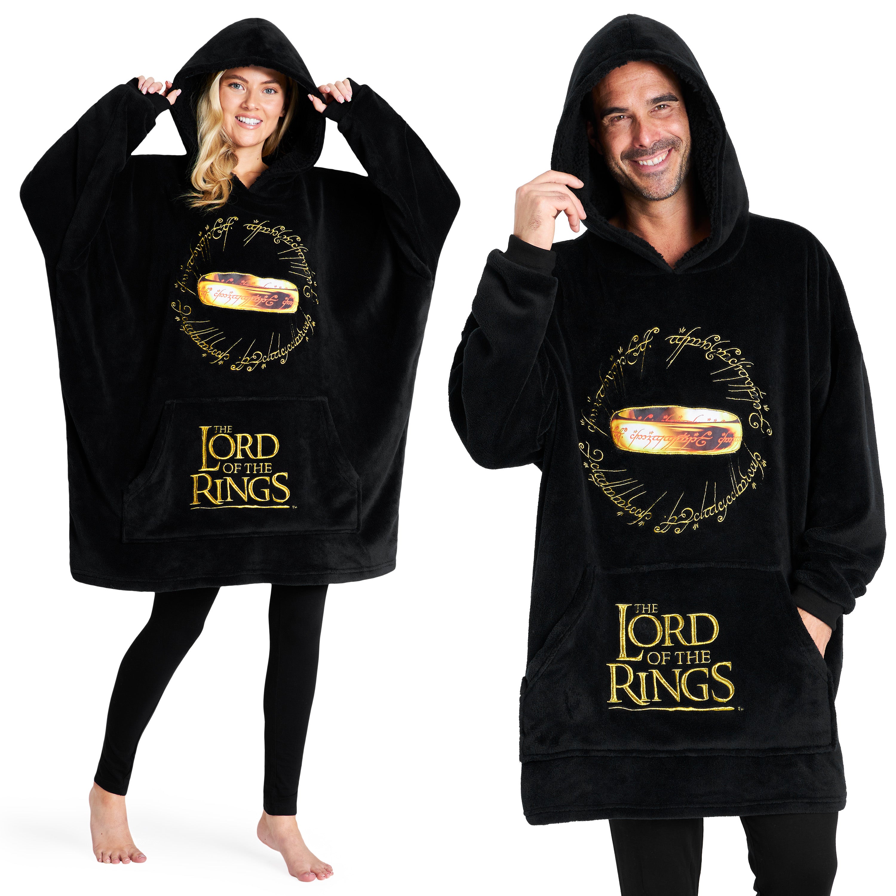 Lord of the Rings Blanket Hoodie Men Oversized Hoodie Blanket Women Black - Get Trend