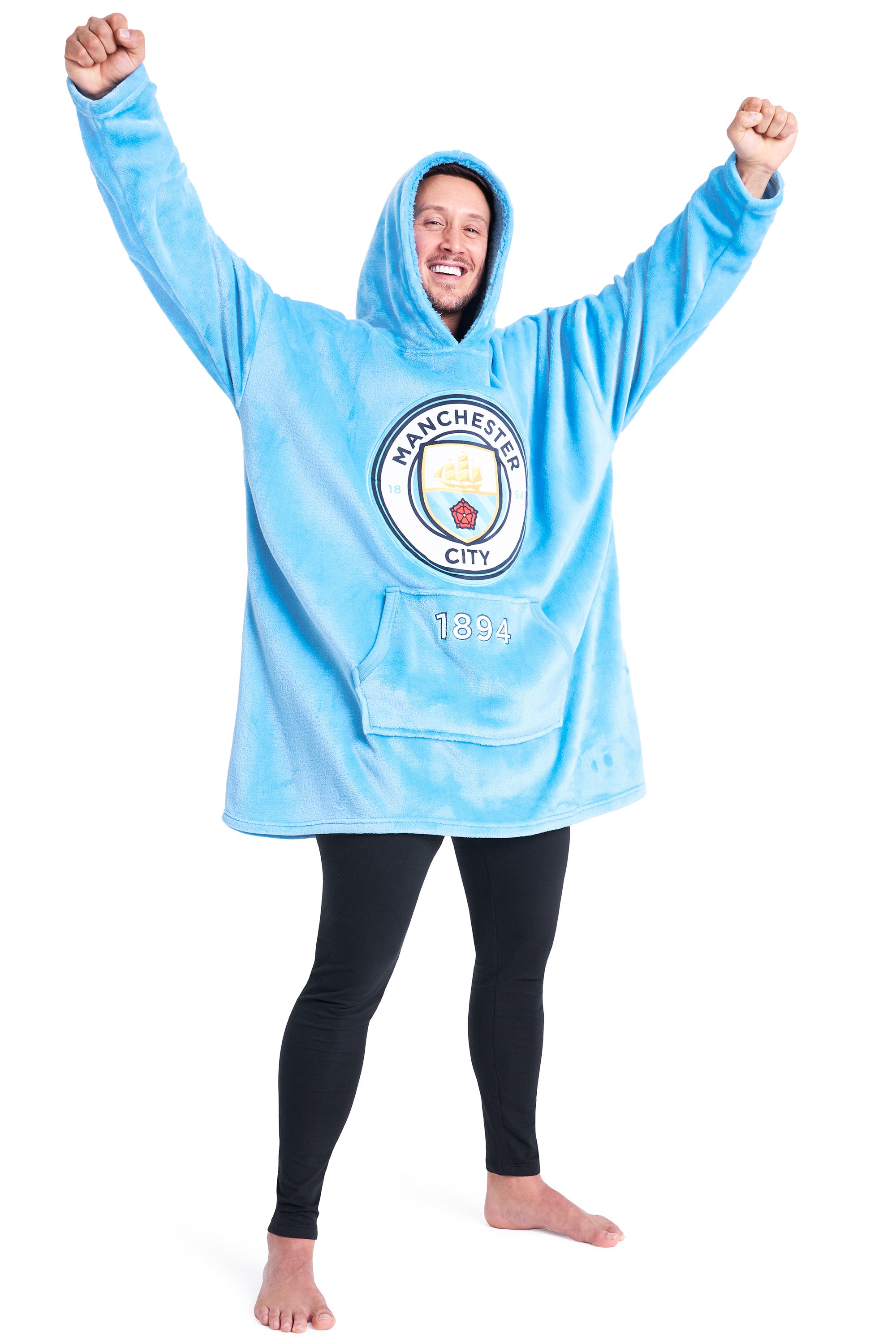 Manchester City FC Mens Hoodies - Fleece Oversized Hoodie Blanket for Men - Get Trend