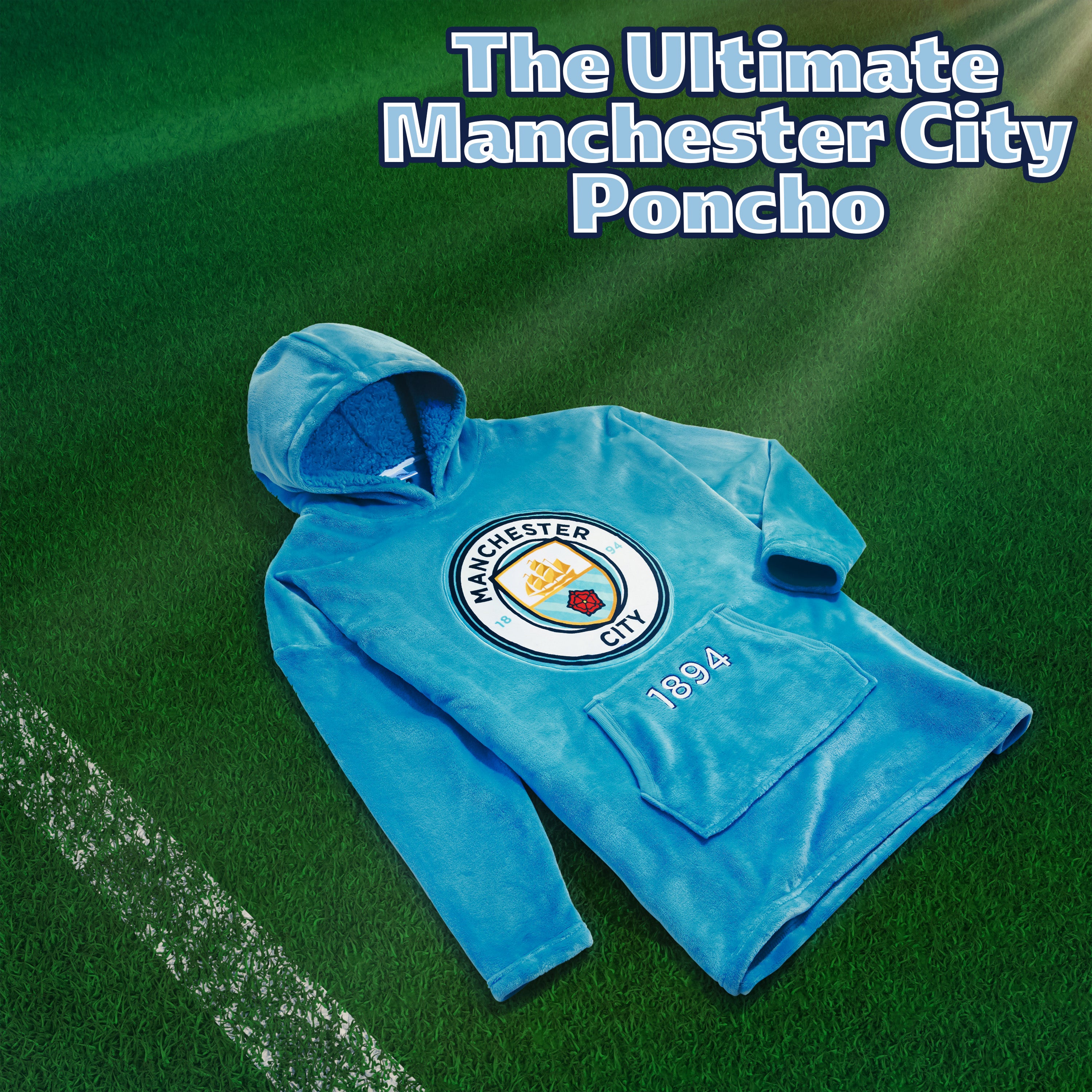 Manchester City FC Mens Hoodies - Fleece Oversized Hoodie Blanket for Men - Get Trend