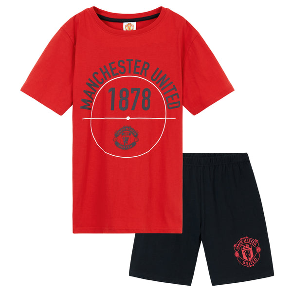 Manchester United Boys Pyjamas Set, T-Shirt & Shorts Nightwear - Get Trend