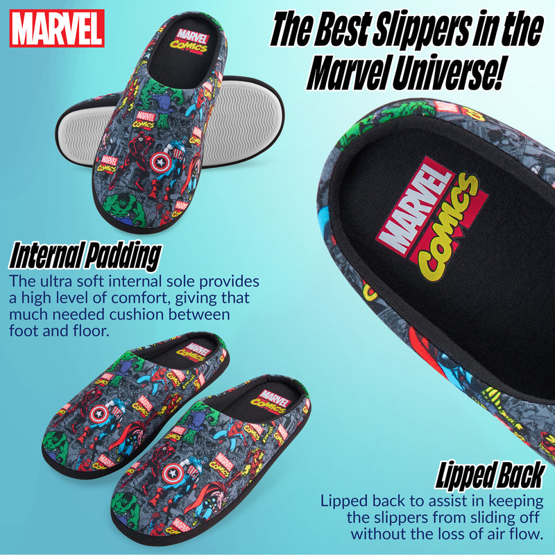 Marvel Mens Slippers - Multicolored Avengers Slippers for Men - Get Trend