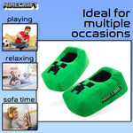 Minecraft Boys Slippers, Cosy Creeper Indoor House Shoes - Gamer Gifts for Boys - Get Trend
