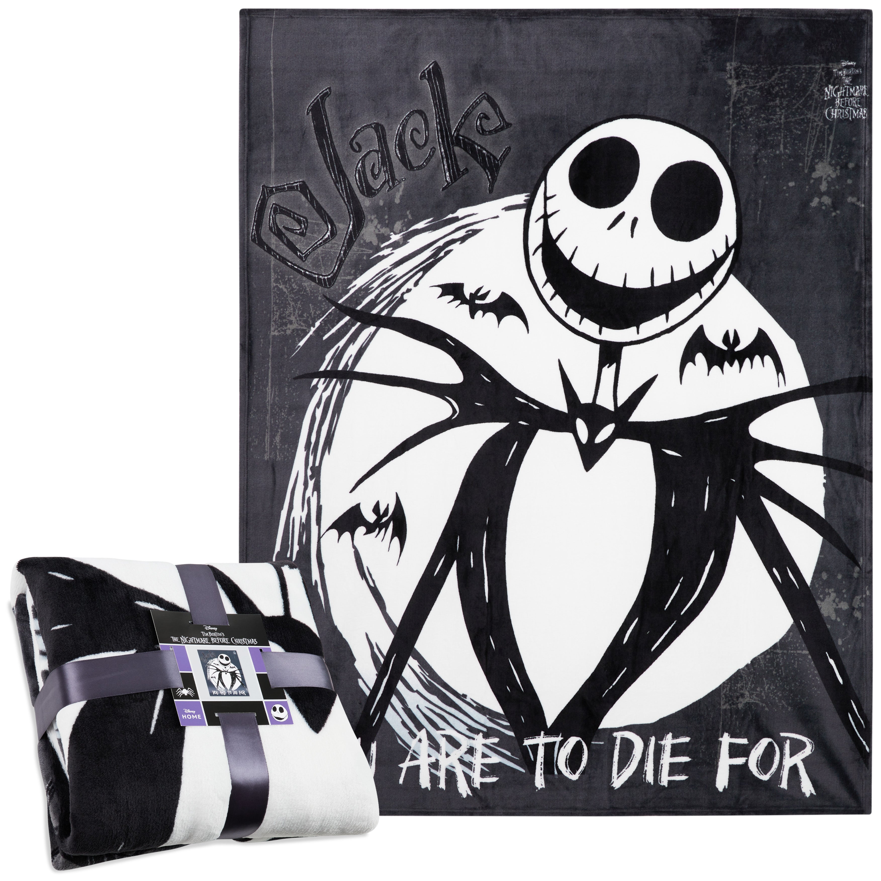 Disney The Nightmare Before Christmas Soft Fleece Bed Blanket 150 x 130cm (Black/White) - Get Trend