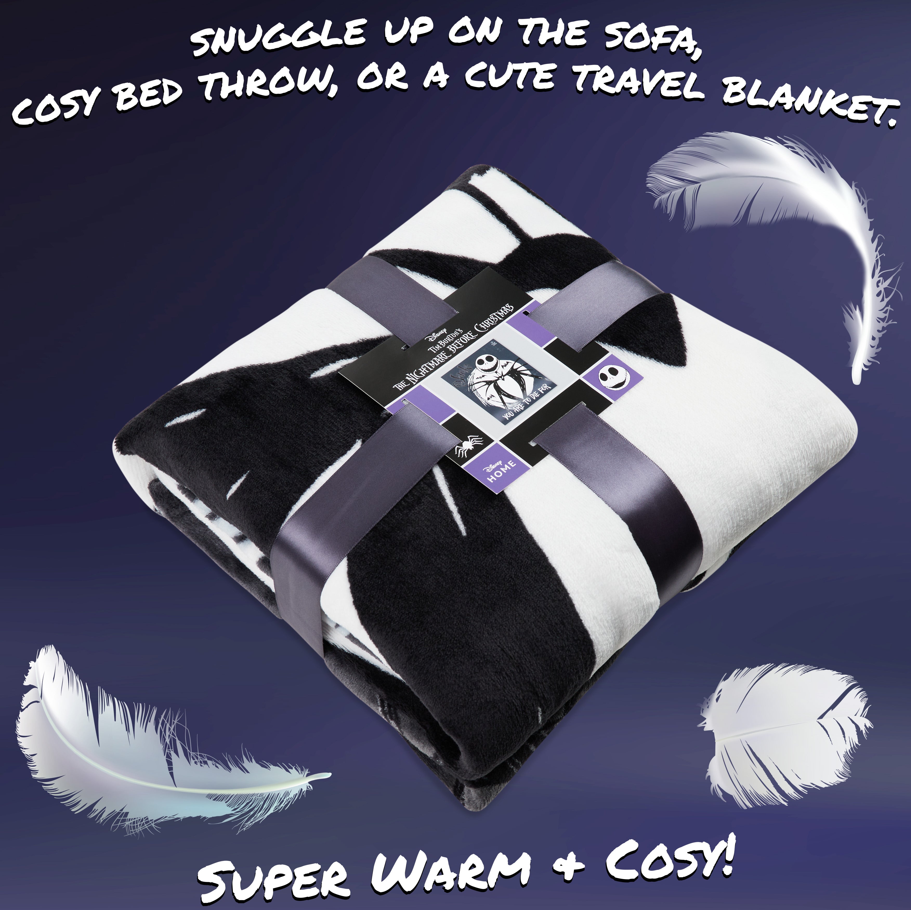 Disney The Nightmare Before Christmas Soft Fleece Bed Blanket 150 x 130cm (Black/White) - Get Trend