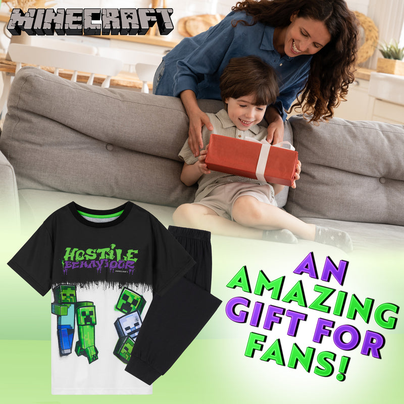 Minecraft Boys Pyjamas Set, Minecraft T-Shirt and Bottoms Pyjamas Set - Get Trend